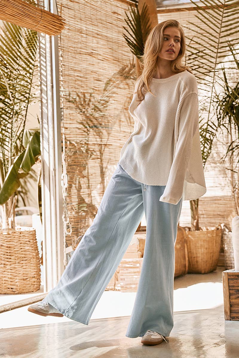 oversized waffle knit high-low tunic top at the rustic barn in killingworth ct