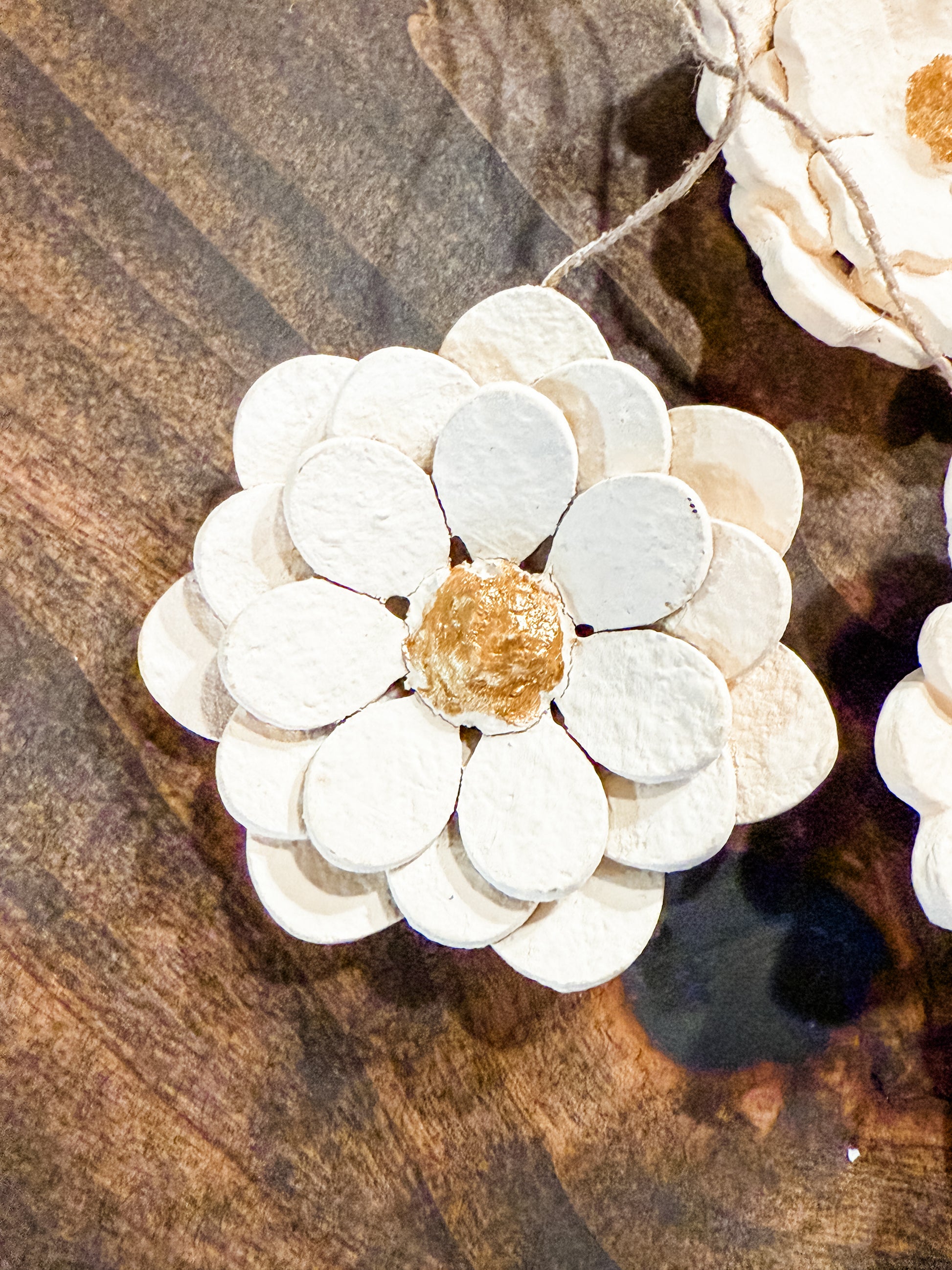 Paper mache flower bunch ornament cream color at The Rustic Barn in Killingworth CT