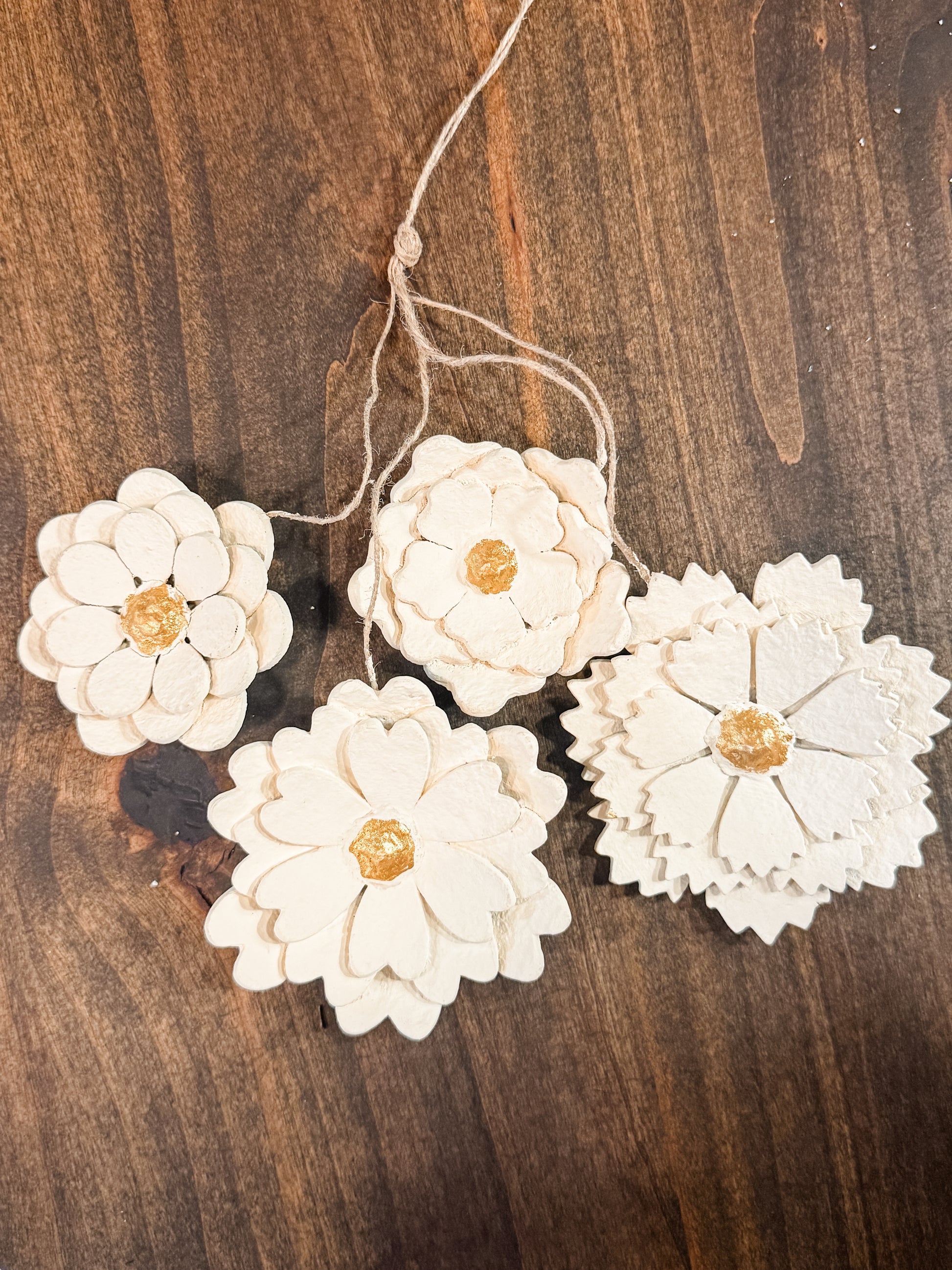 Paper mache flower bunch ornament cream color at The Rustic Barn in Killingworth CT