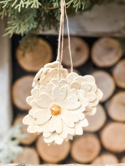 Paper mache flower bunch ornament cream color at The Rustic Barn in Killingworth CT