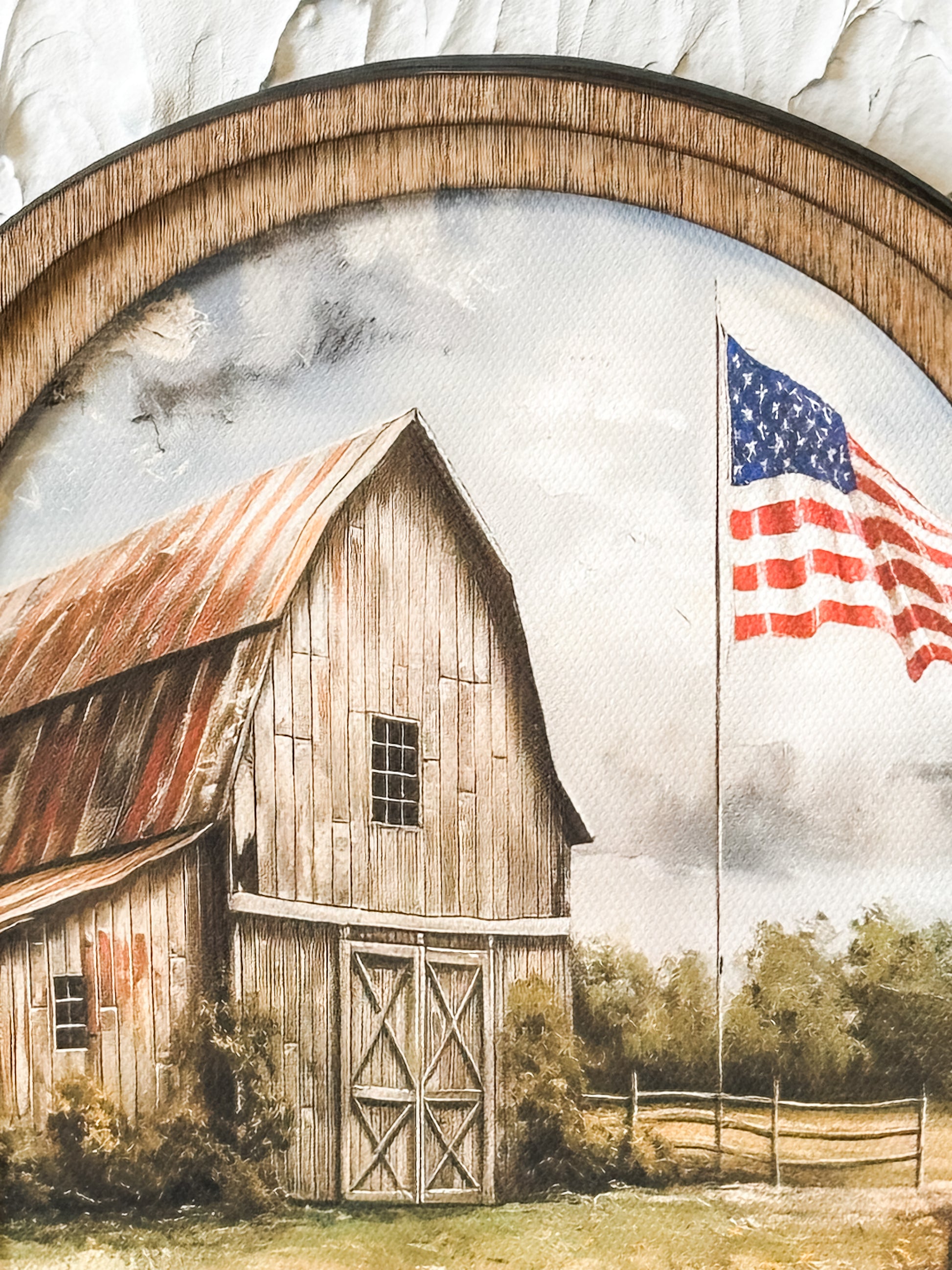 Patriotic Homestead Arch Top Framed Art at the Rustic Barn in Killingworth, CT