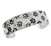 paw print silver cuff bracelet at the rustic barn in Killingworth CT