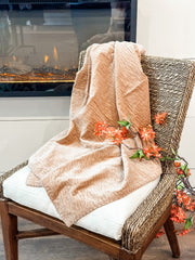 peach cotoon velvet kantha stitch throw blanket at the rustic barn in killingworth ct