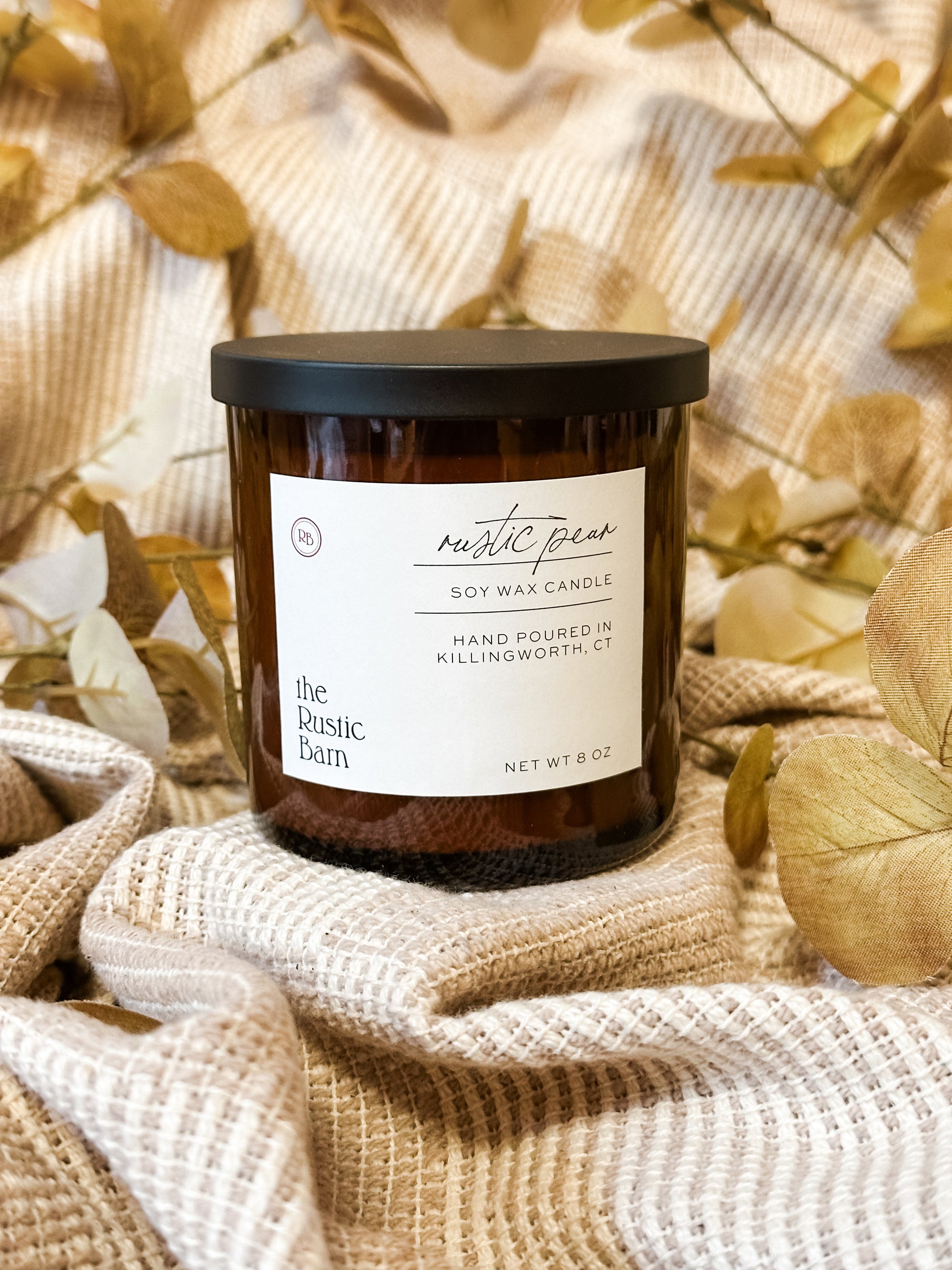 pear vanilla and spice scented hand-poured soy candles at The Rustic Barn in Killingworth CT