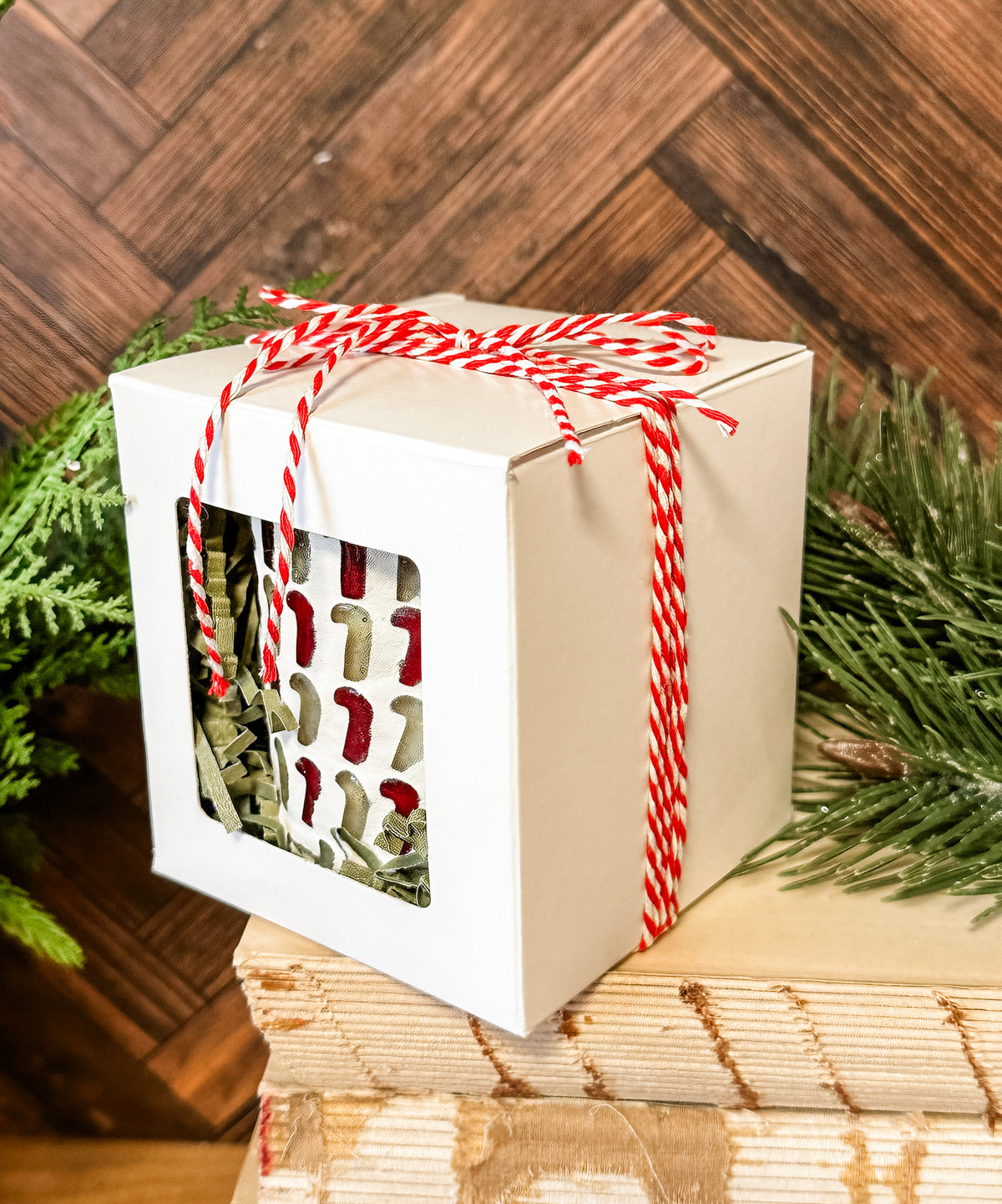 christmas carol scented 6 ounce candy cane jar at the rustic barn in killingworth ct