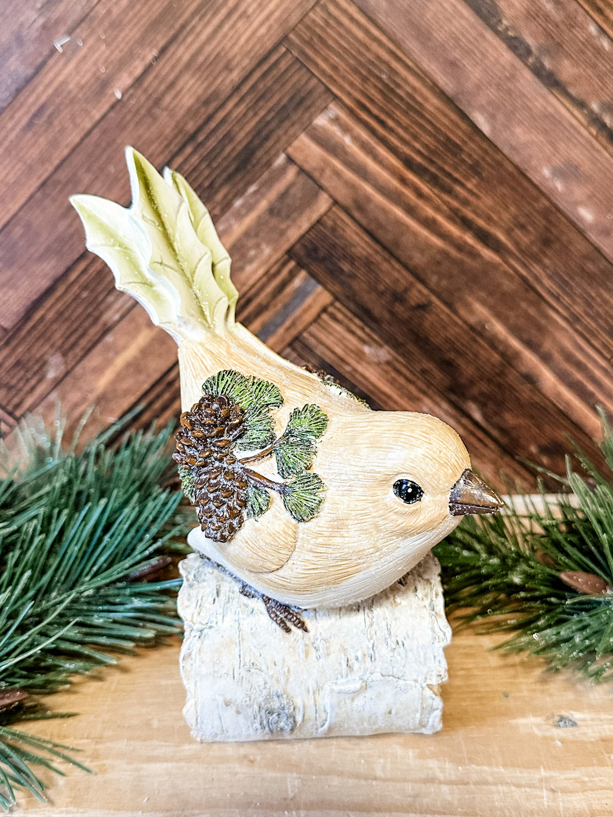 perched christmas birds on white birch at the rustic barn in killingworth ct