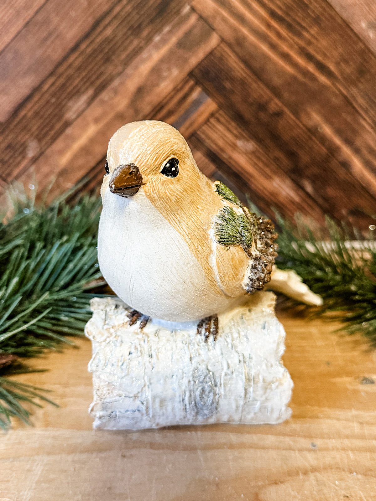 perched christmas birds on white birch at the rustic barn in killingworth ct