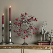 pewter wreath stand with bow at the rustic barn in killingworth ct