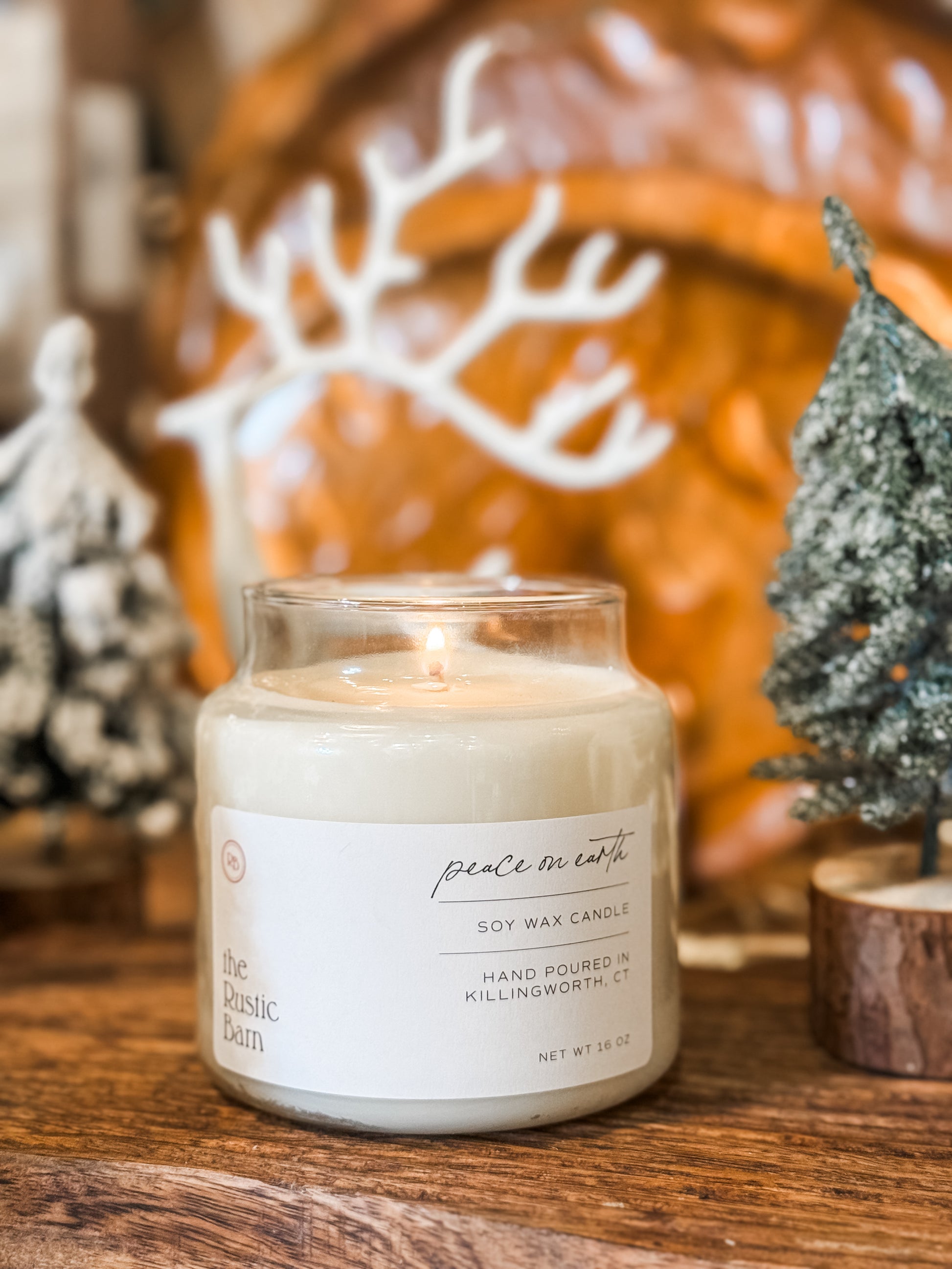 pine, eucalyptus, citrus and wood hand-poured soy candle at The Rustic Barn in Killingworth CT