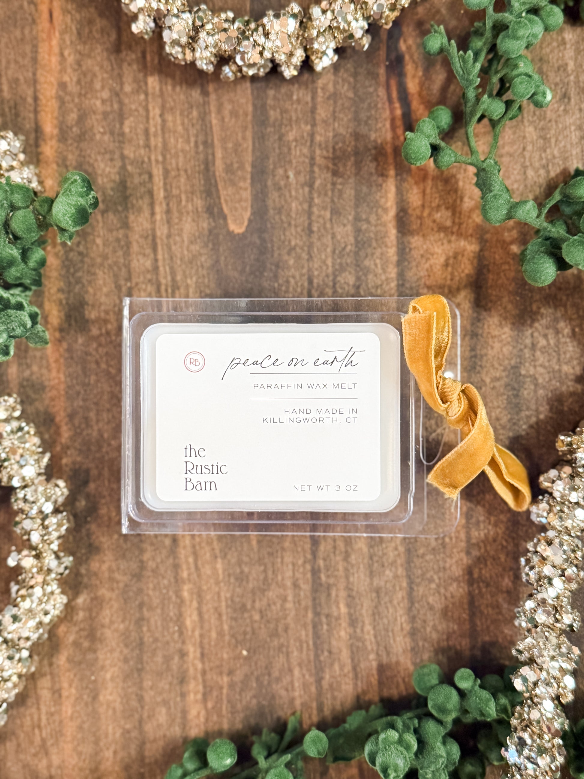 pine, eucalyptus, citrus and wood hand-poured soy 3 ounce wax melt at The Rustic Barn in Killingworth CT