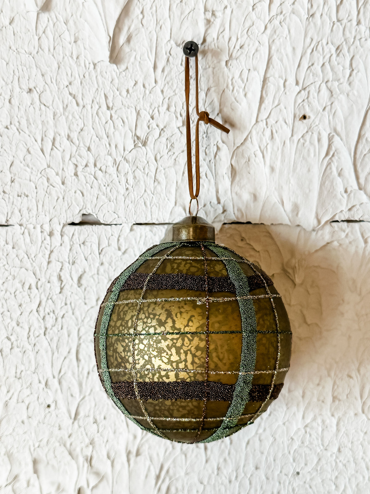 Plaid glass ball ornaments for Christmas for sale at the rustic barn in killingworth, CT
