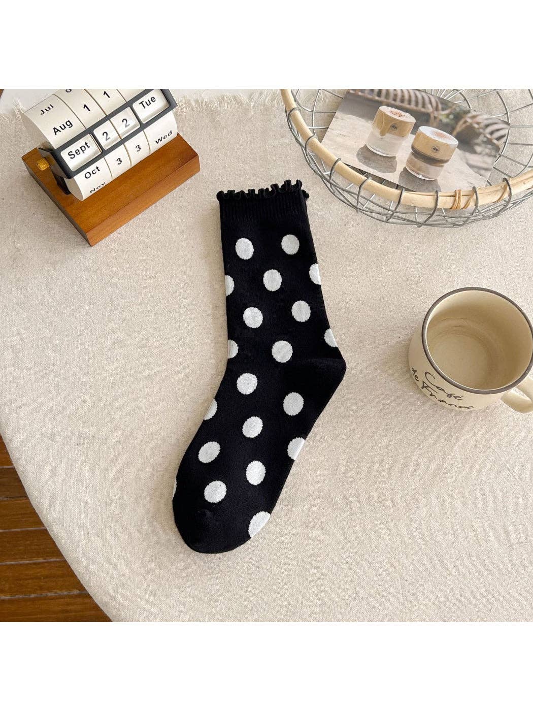 polka dot womens crew socks at the rustic barn in killingworth ct