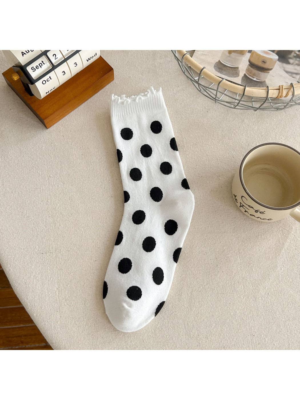 polka dot womens crew socks at the rustic barn in killingworth ct