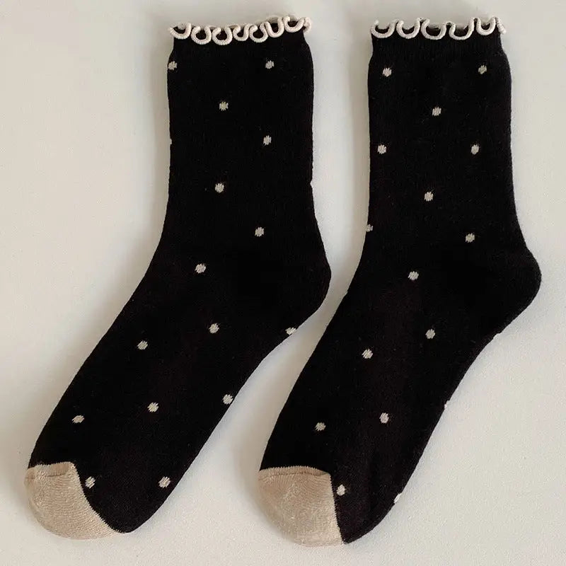 polka dots ruffle crew socks at the rustic barn in killingworth ct