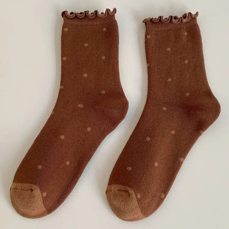 polka dots ruffle crew socks at the rustic barn in killingworth ct