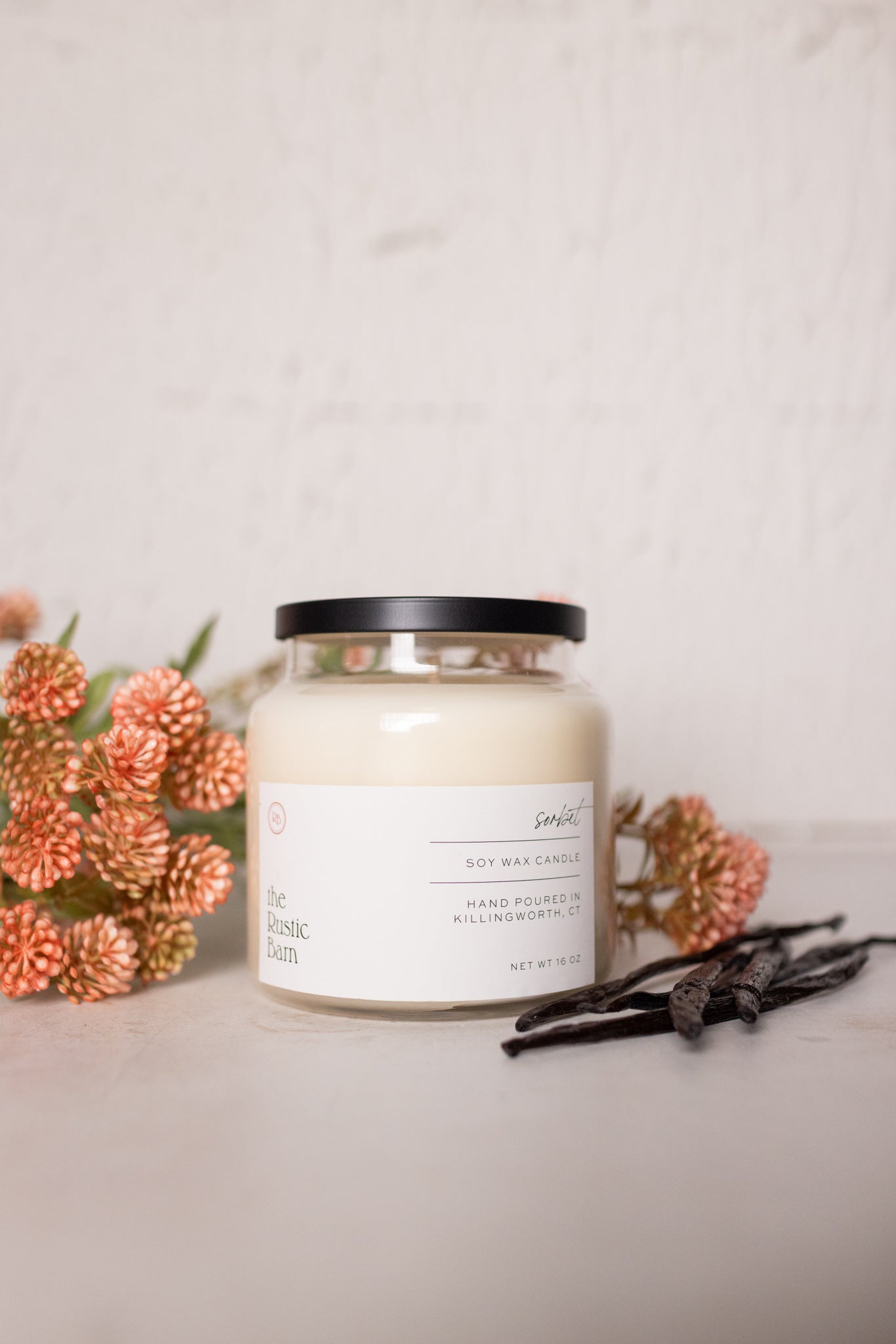 raspberry and vanilla hand-poured soy candle 16oz at the rustic barn in Killingworth ct