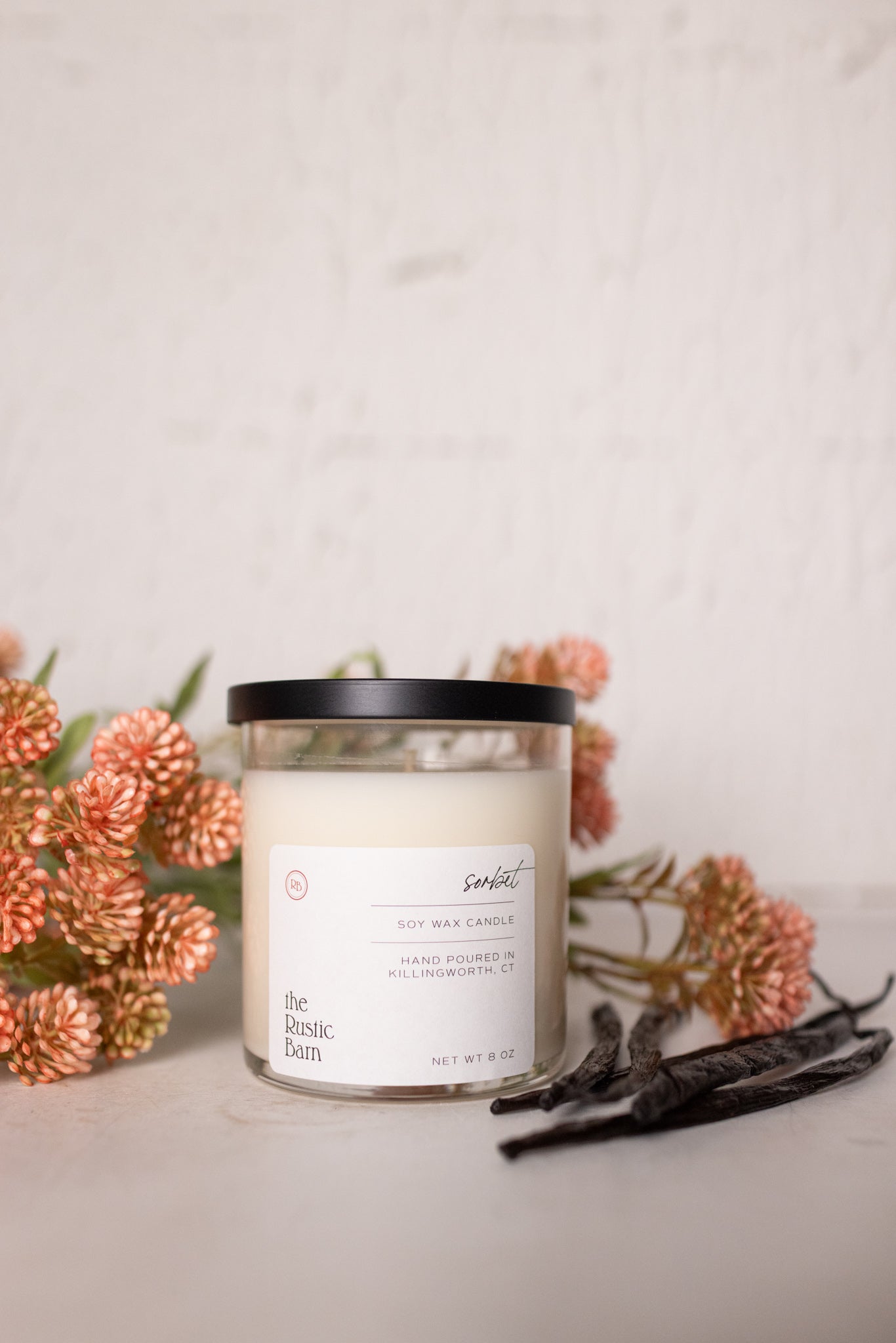 raspberry and vanilla hand-poured 8 ounce soy candle at the rustic barn in Killingworth ct