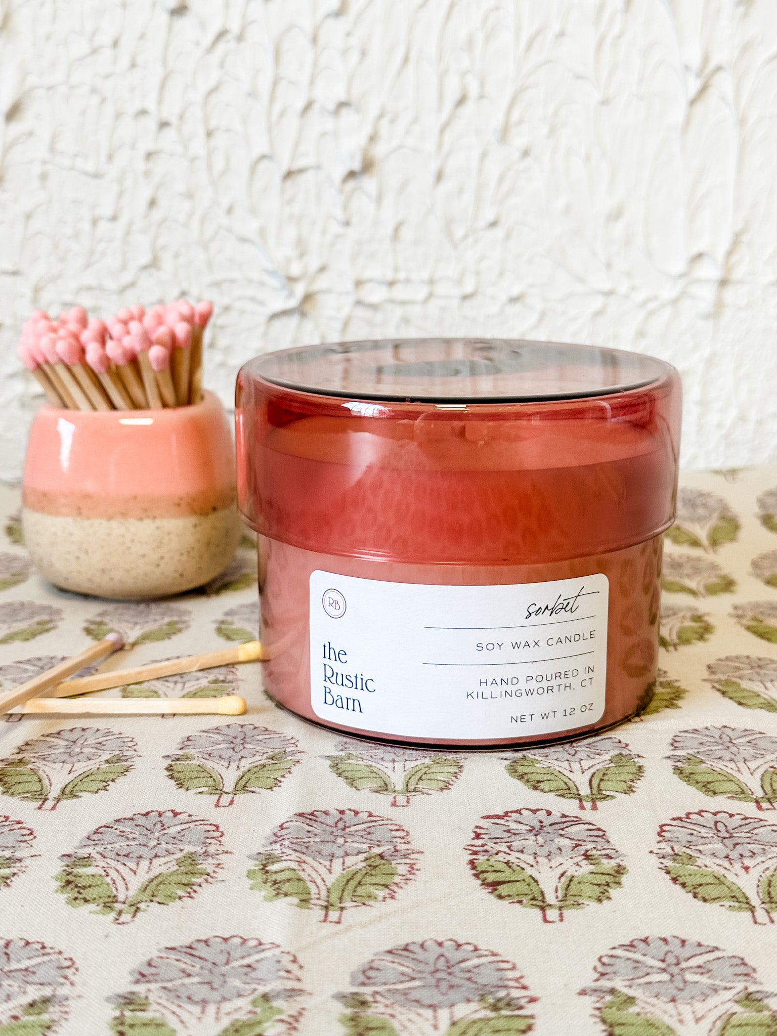 raspberry and vanilla hand-poured soy candles at the rustic barn in killingworth ct