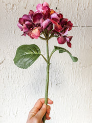 faux spring hydrangea stems at the rustic barn in killingworth ct