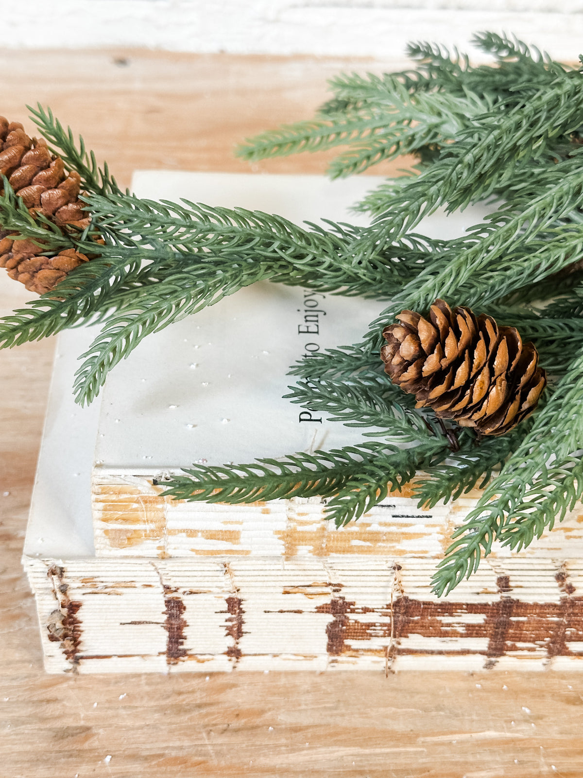 realistic cypress spray with pinecones at the rustic barn in killingworth ct