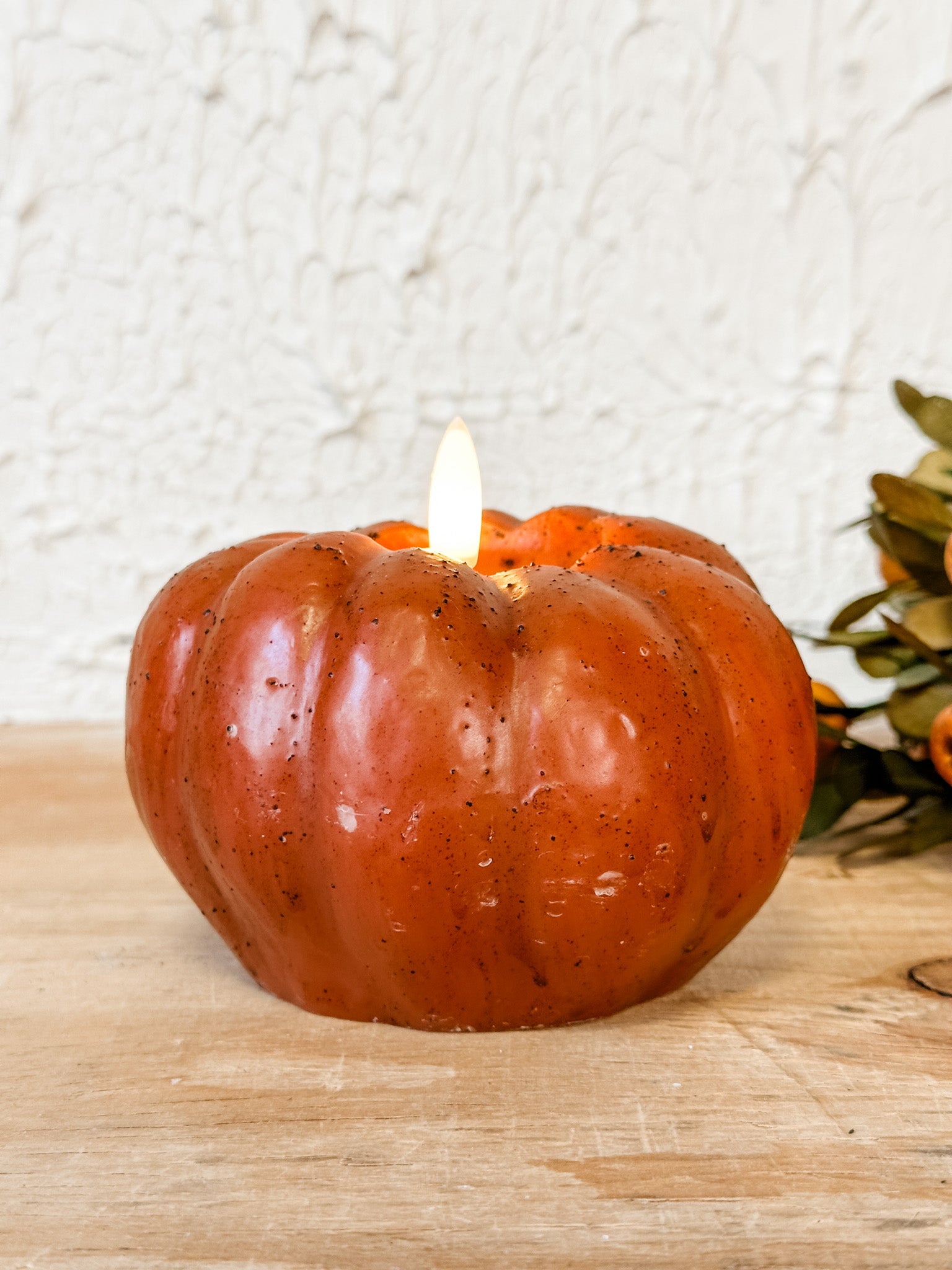 faux realistic 3d flame orange pumpkin at the rustic barn in killingworth ct