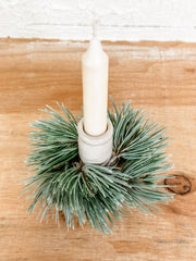 realistic needle pine taper candle ring at the rustic barn in killingworth ct