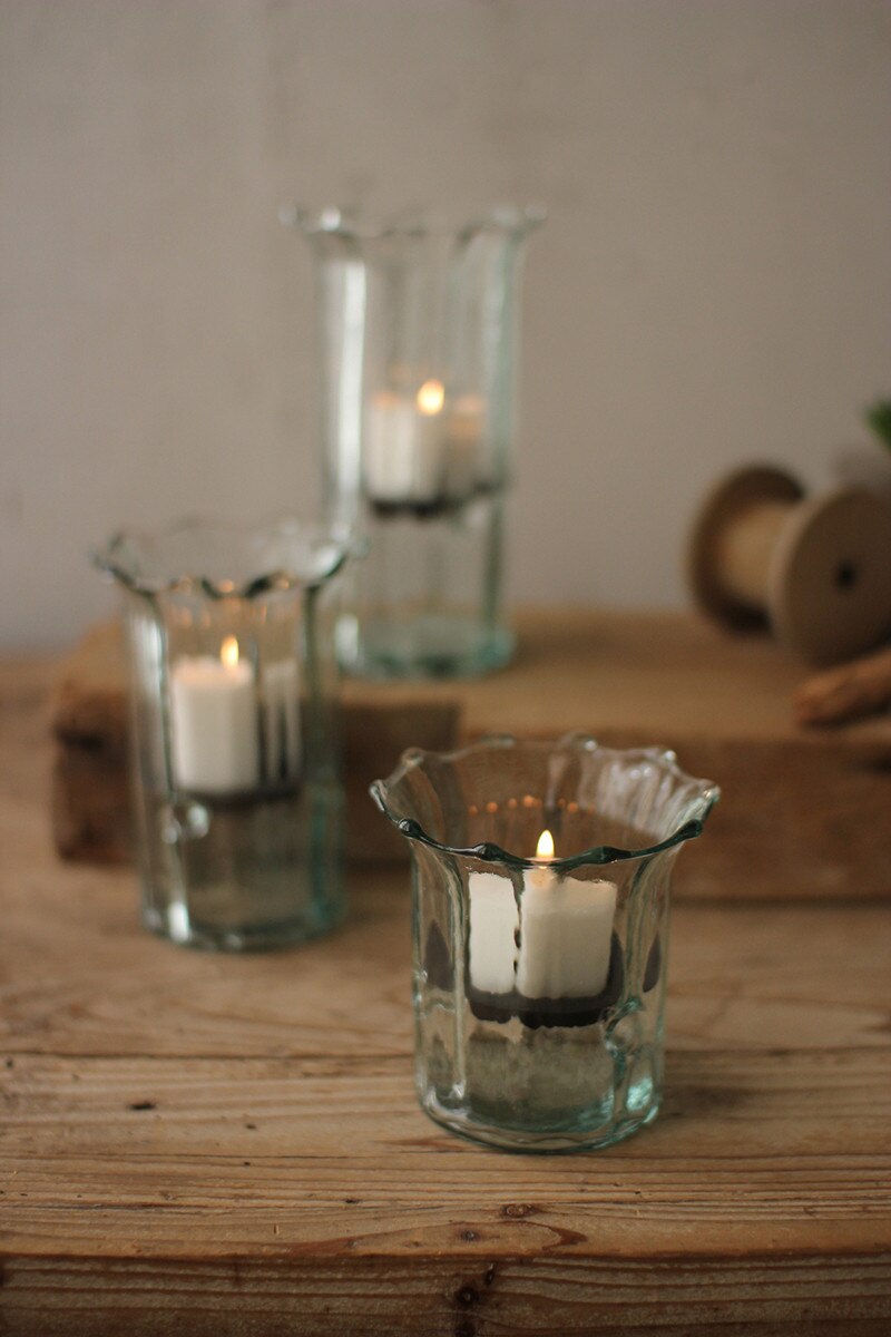 Glass Ribbed Votive Holders