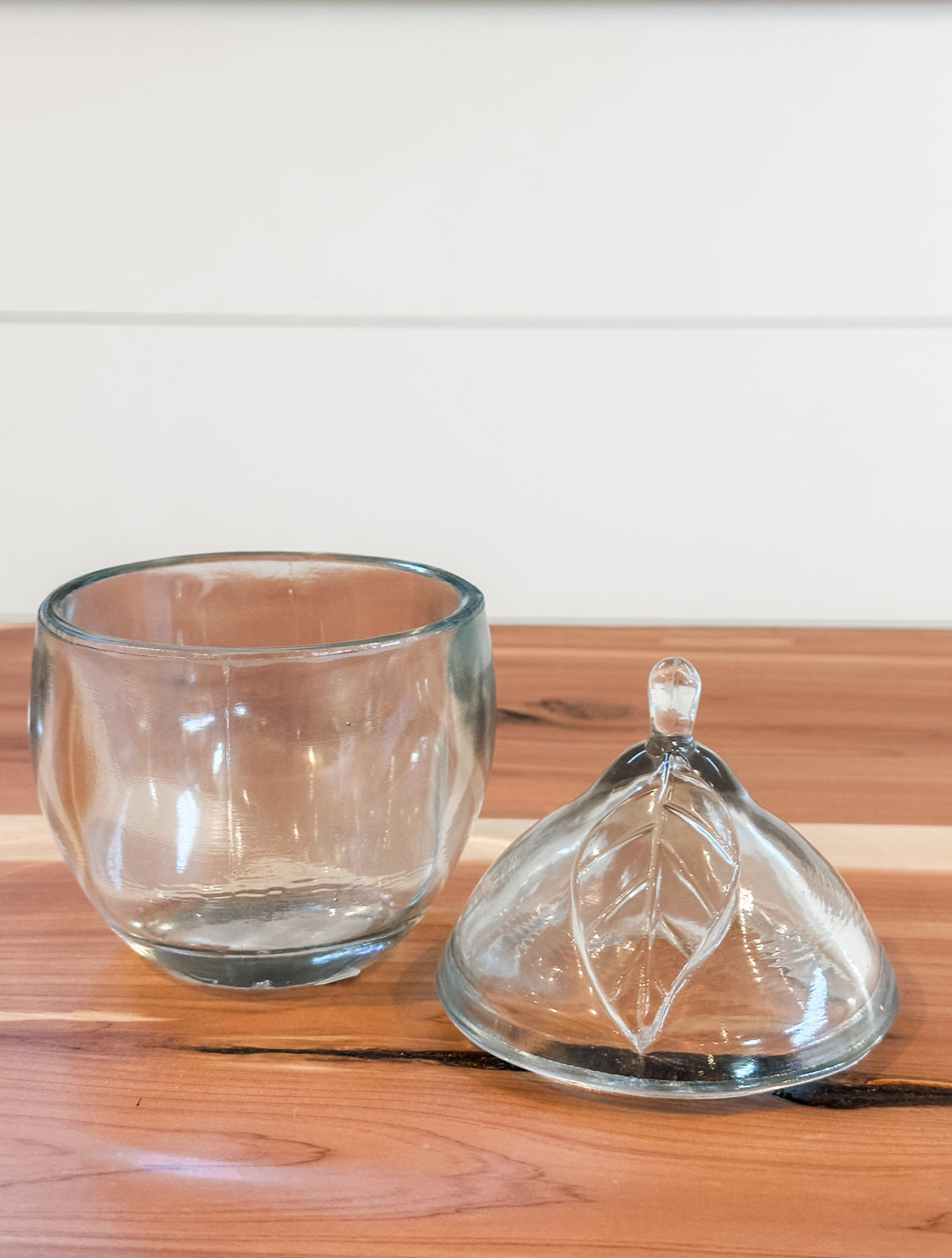 recycled pressed glass lemon shaped jar at The Rustic Barn in Killingworth, CT