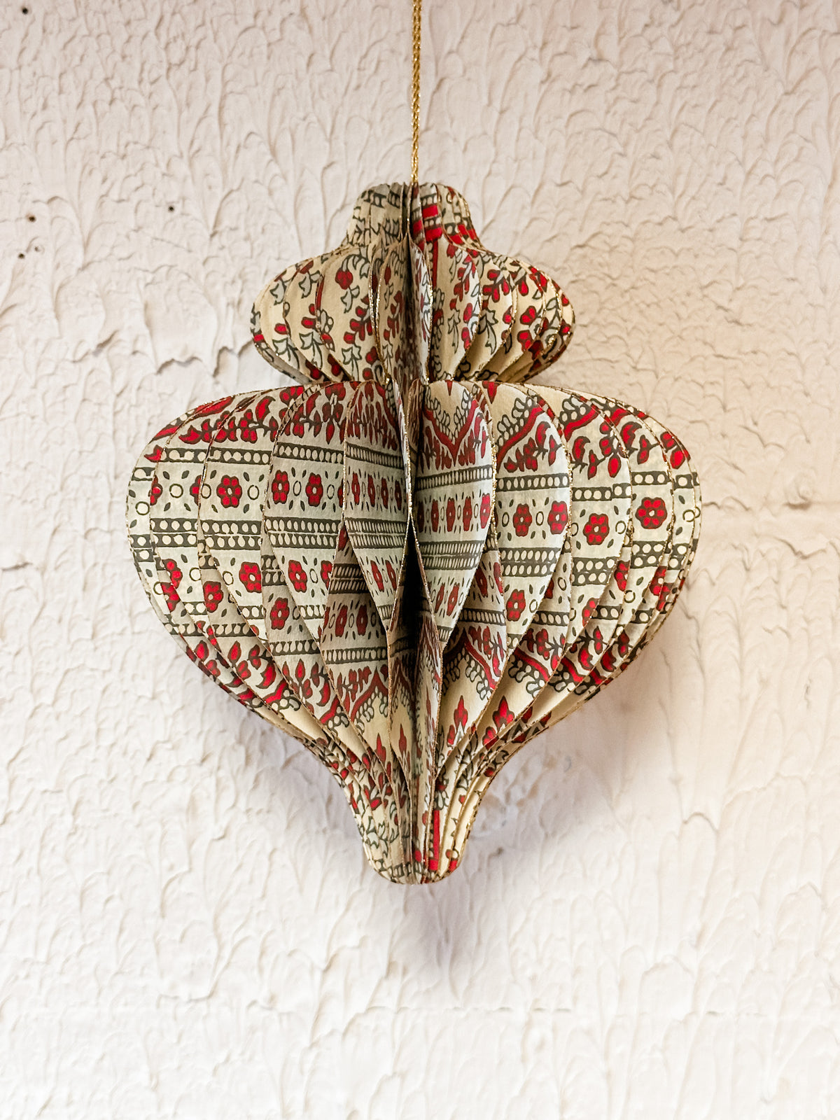 recycled vintage honeycomb paper ornament at the rustic barn in killingworth ct