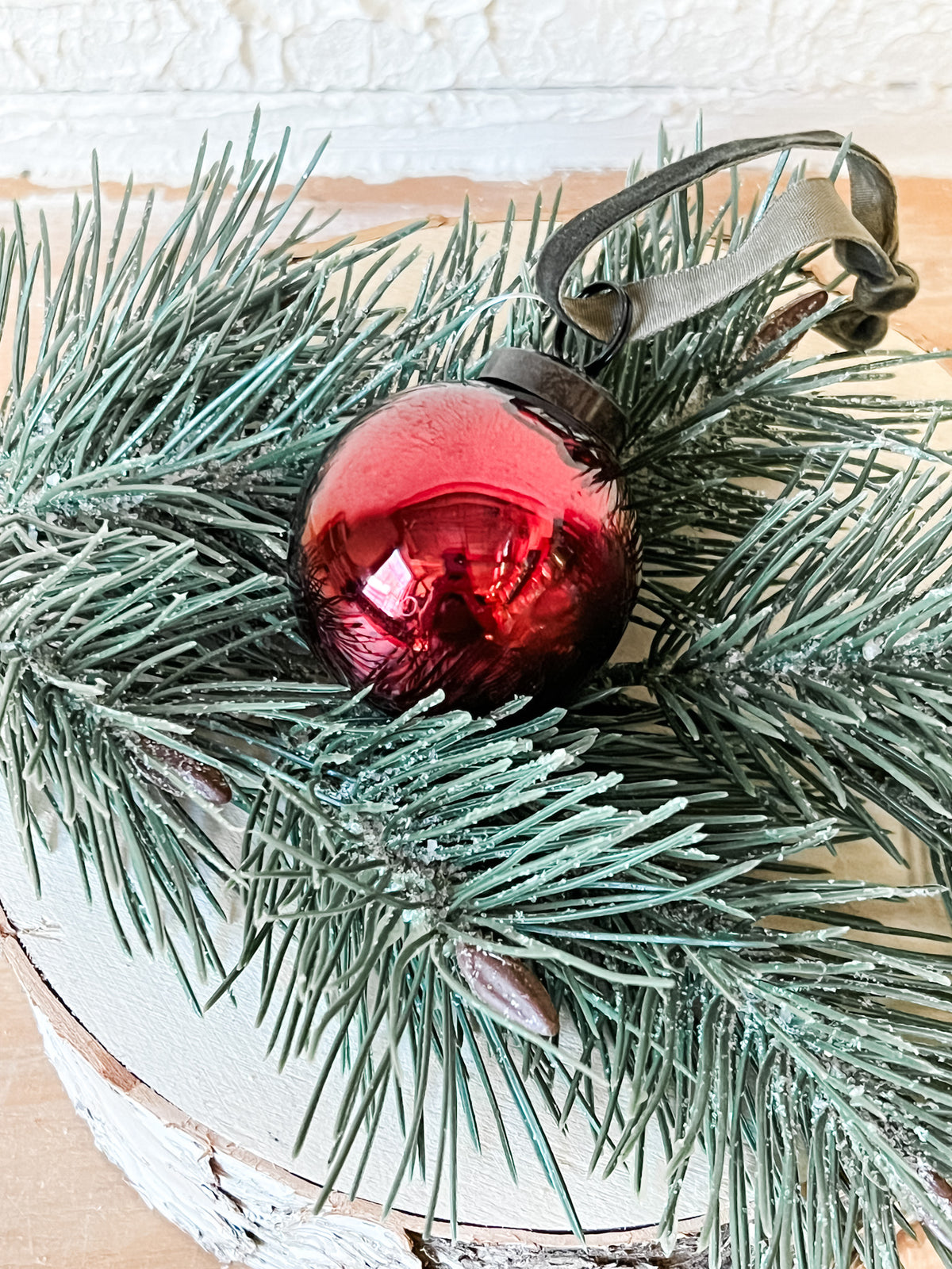 deep burgundy glass christmas ornaments at the rustic barn in killingworth ct