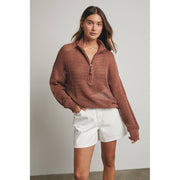 relaxed fit open knit brown sweater at the rustic barn in Killingworth ct