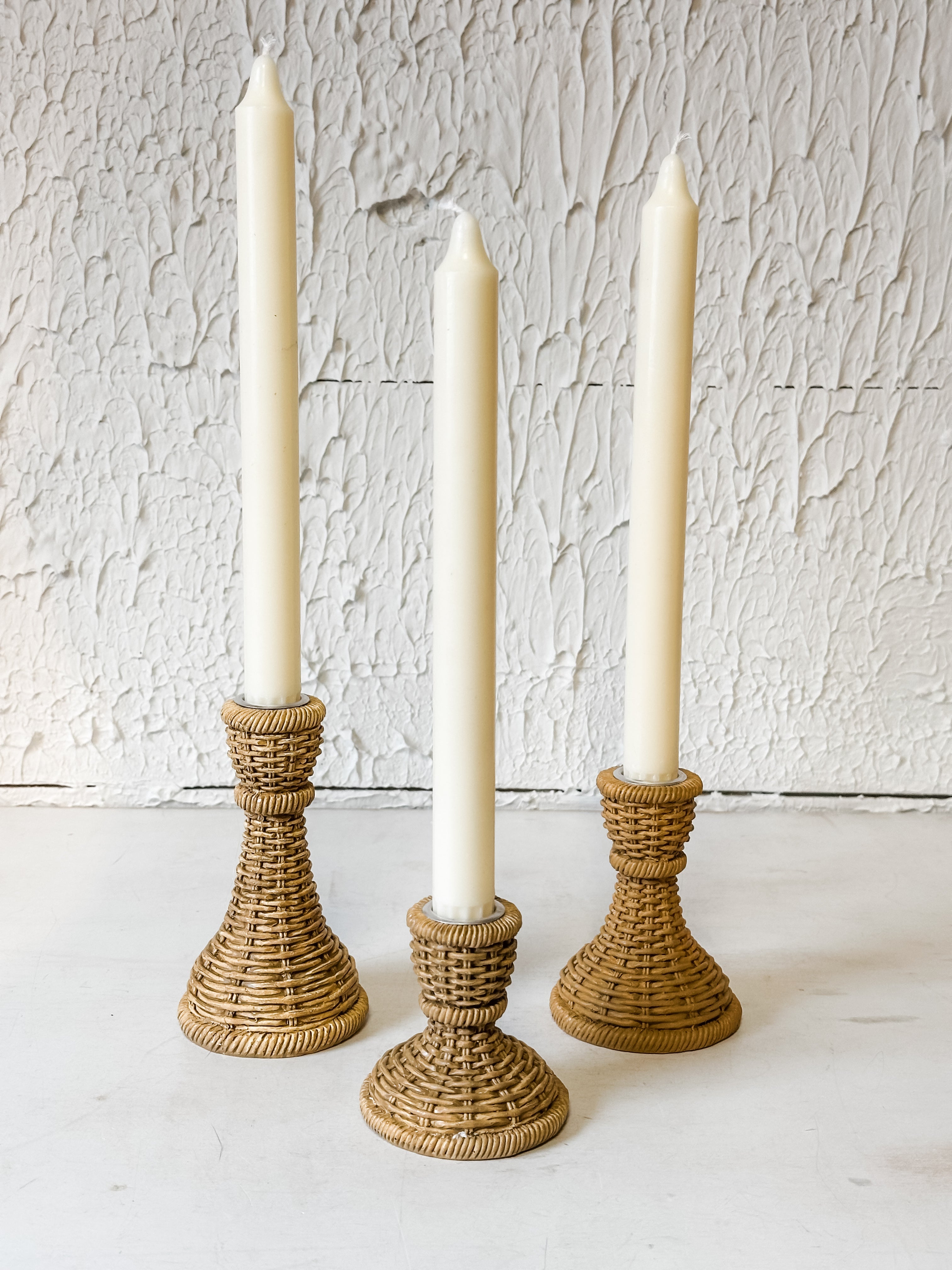 resin woven taper holders at the Rustic Barn in Killingworth, CT