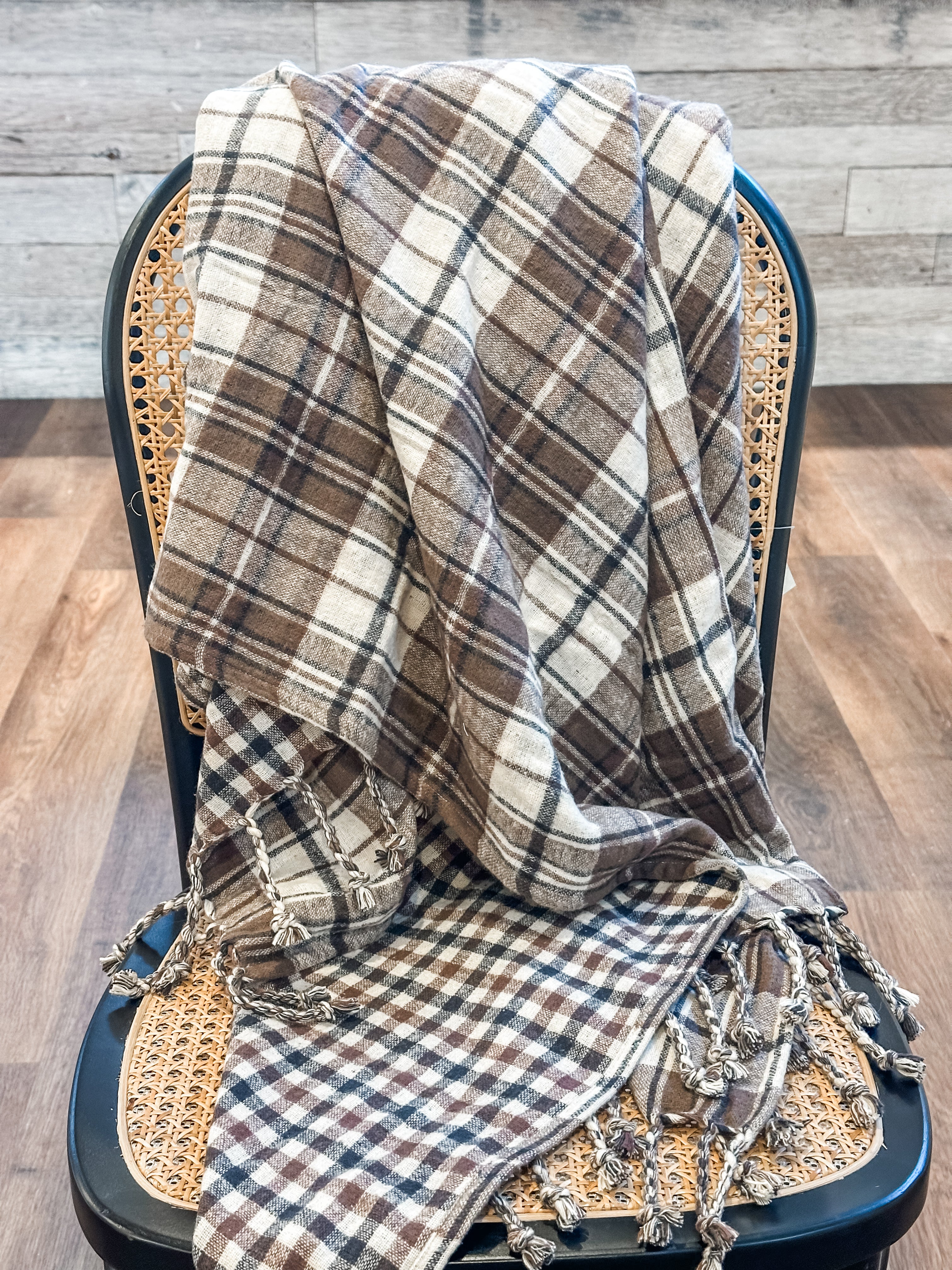 reversible brushed cotton plaid throw at The Rustic Barn in Killingworth CT