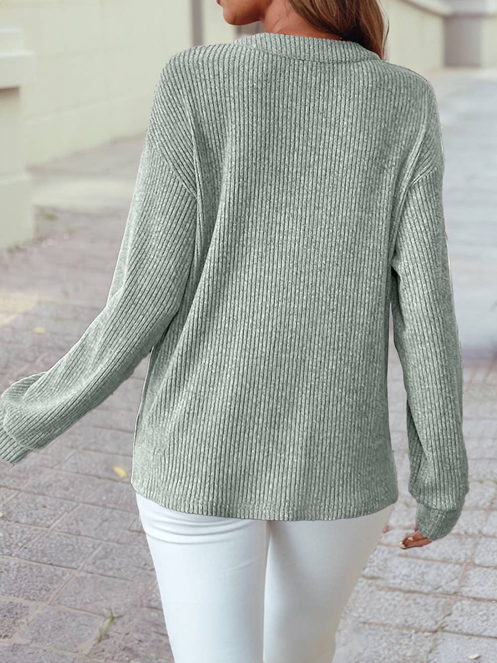 ribbed texture drop shoulder henley at the rustic barn in Killingworth ct