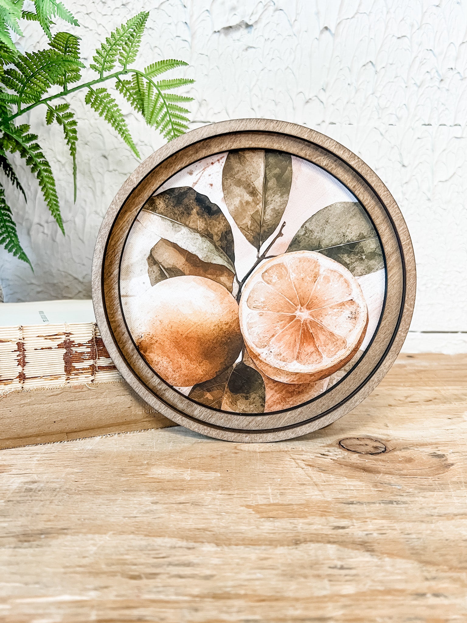 round rustic lemon framed artwork at the rustic barn in killingworth ct