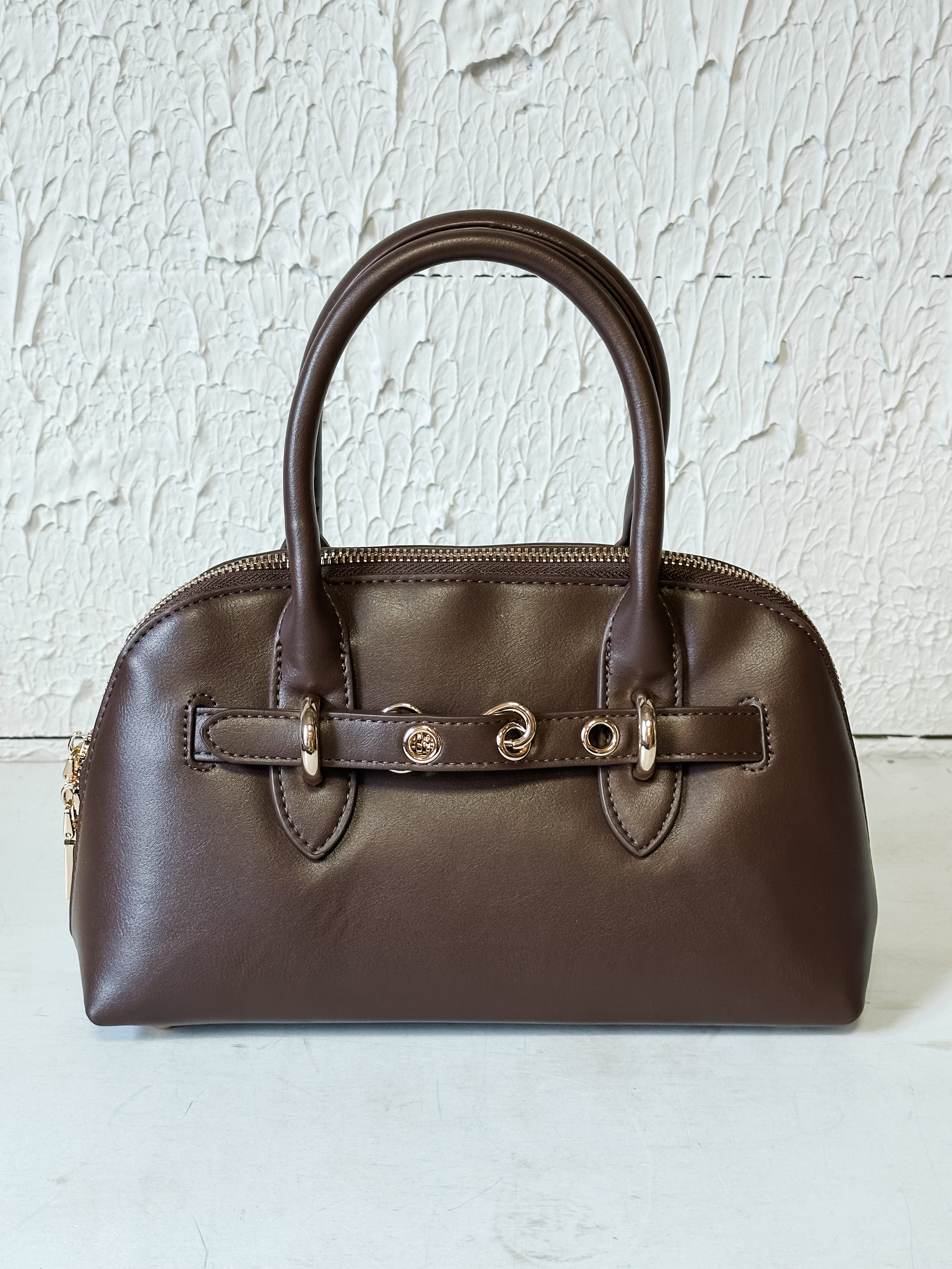 Rue Espresso Recycled Vegan Leather Top Handle & Crossbody Bag at the Rustic Barn in Killingworth, CT