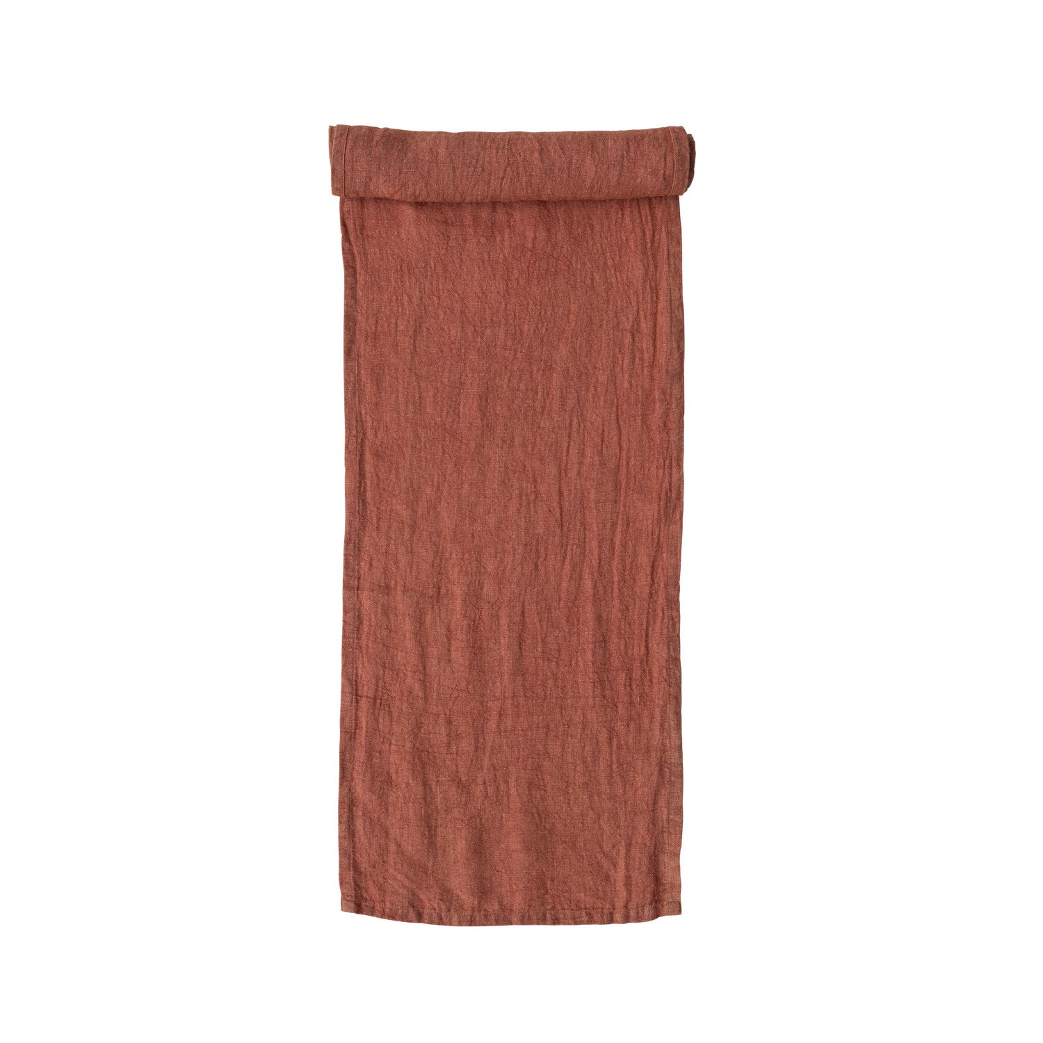 rust color linen table runner at the rustic barn in killingworth ct
