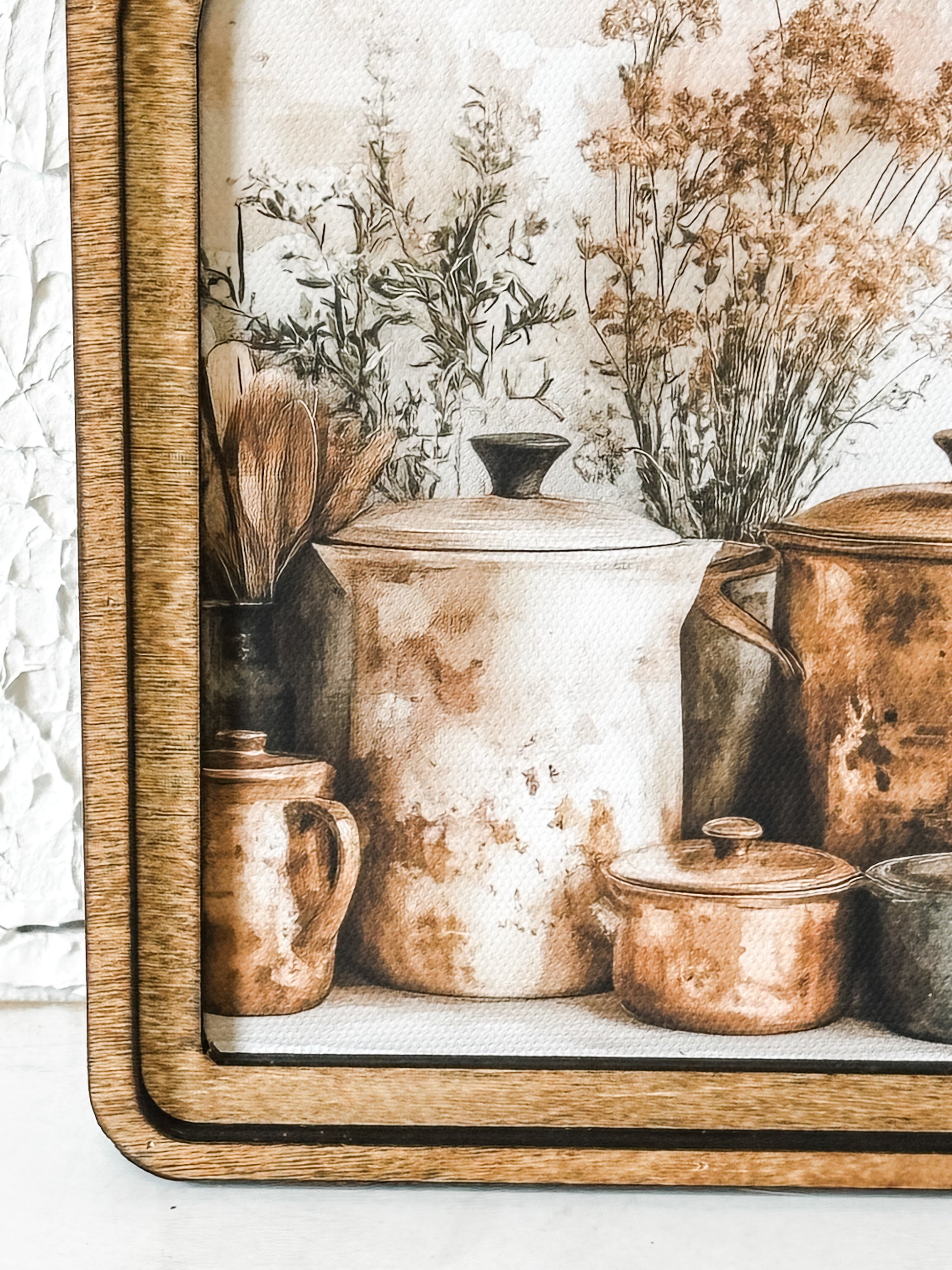 Rustic Arch Top Copper Pots Framed Canvas Art at the Rustic Barn in Killingworth, CT