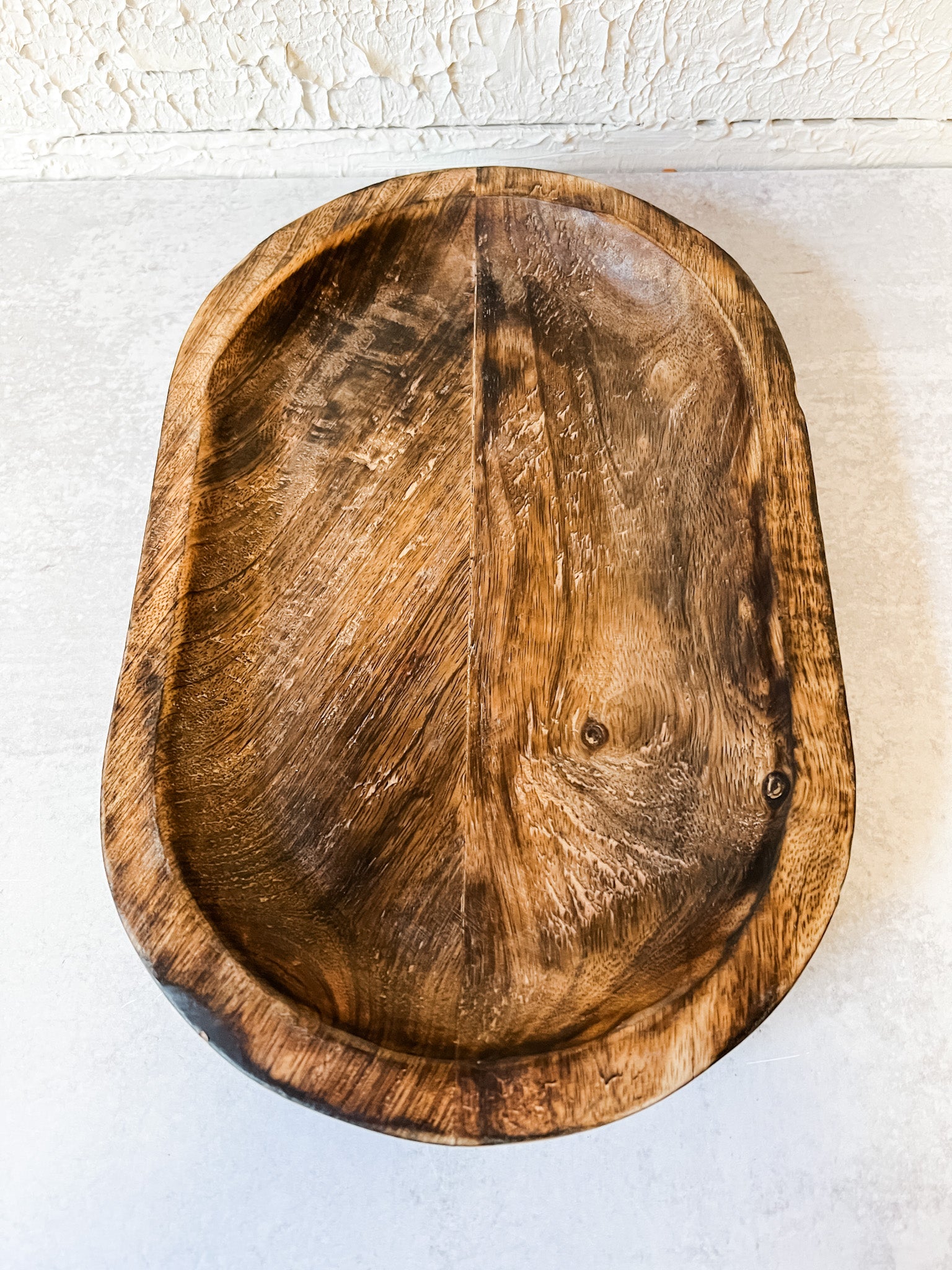 rustic dark wood oval tray at the rustic barn in killingworth ct