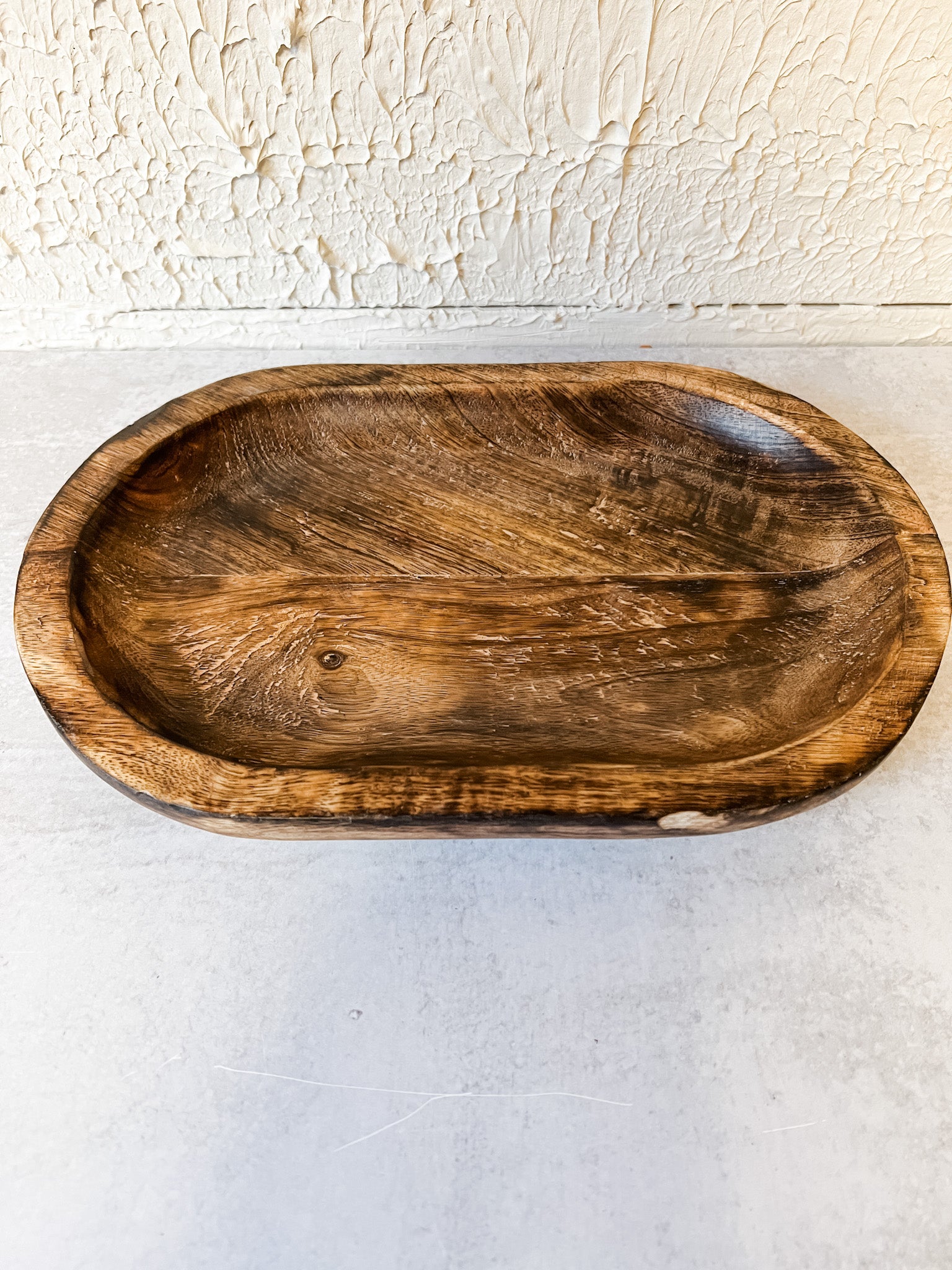 rustic dark wood oval tray at the rustic barn in killingworth ct