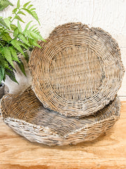 rustic grey washed scalloped baskets small and large at the rustic barn in killingworth ct
