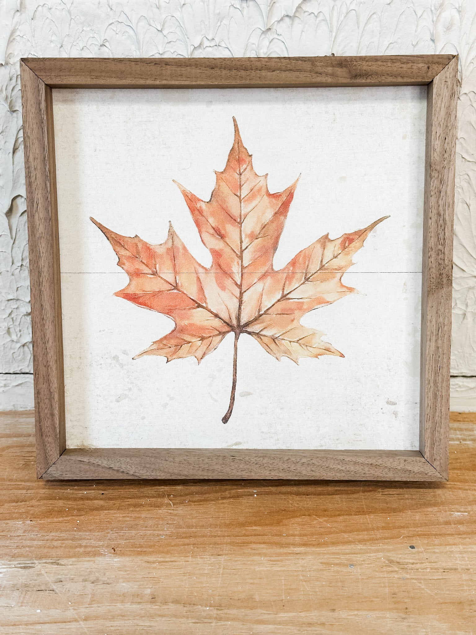 square framed rustic maple leaf framed fall print at the rustic barn in killingworth ct