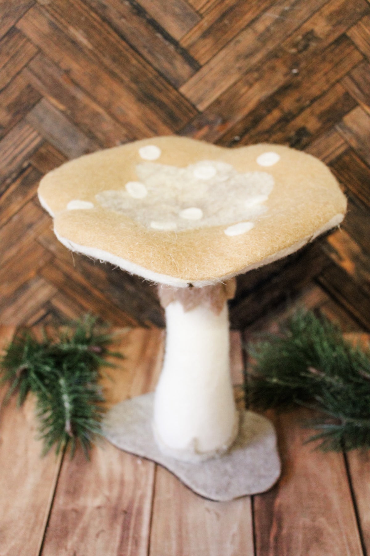 Rustic woodland fabric mushroom decor for christmas for sale at the rustic barn in killingworth, CT