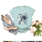 womens graphic blue floral tee at the rustic barn in killingworth ct