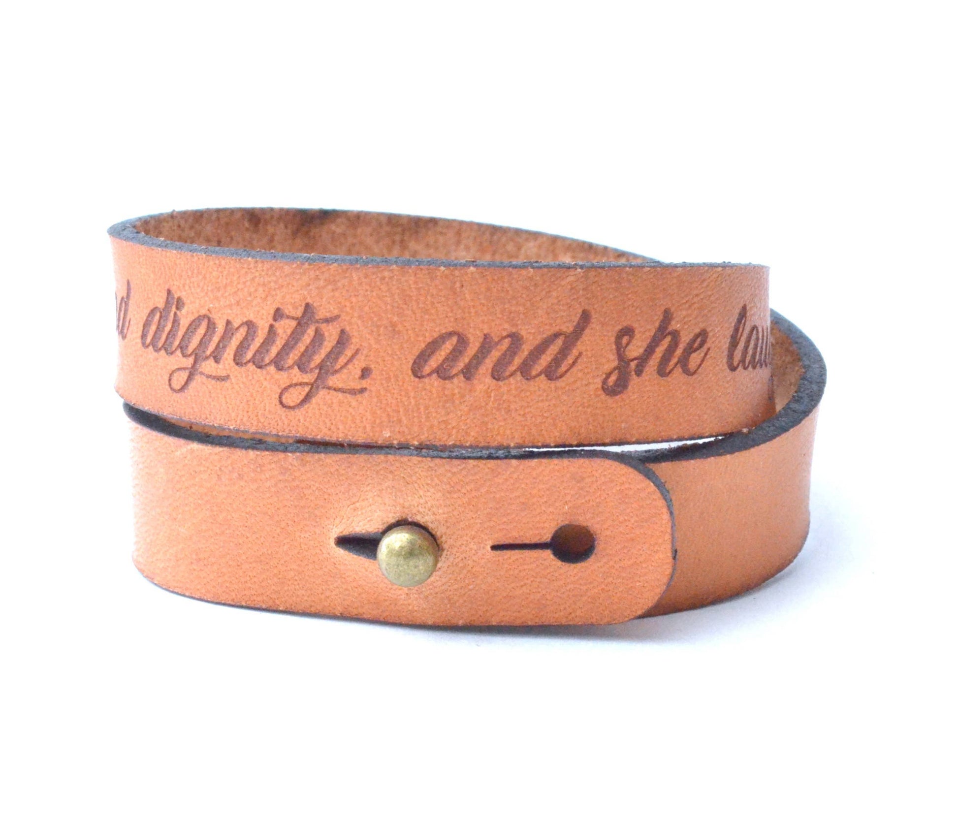 scripture engraved double wrap leather bracelet at the rustic barn in killingworth ct
