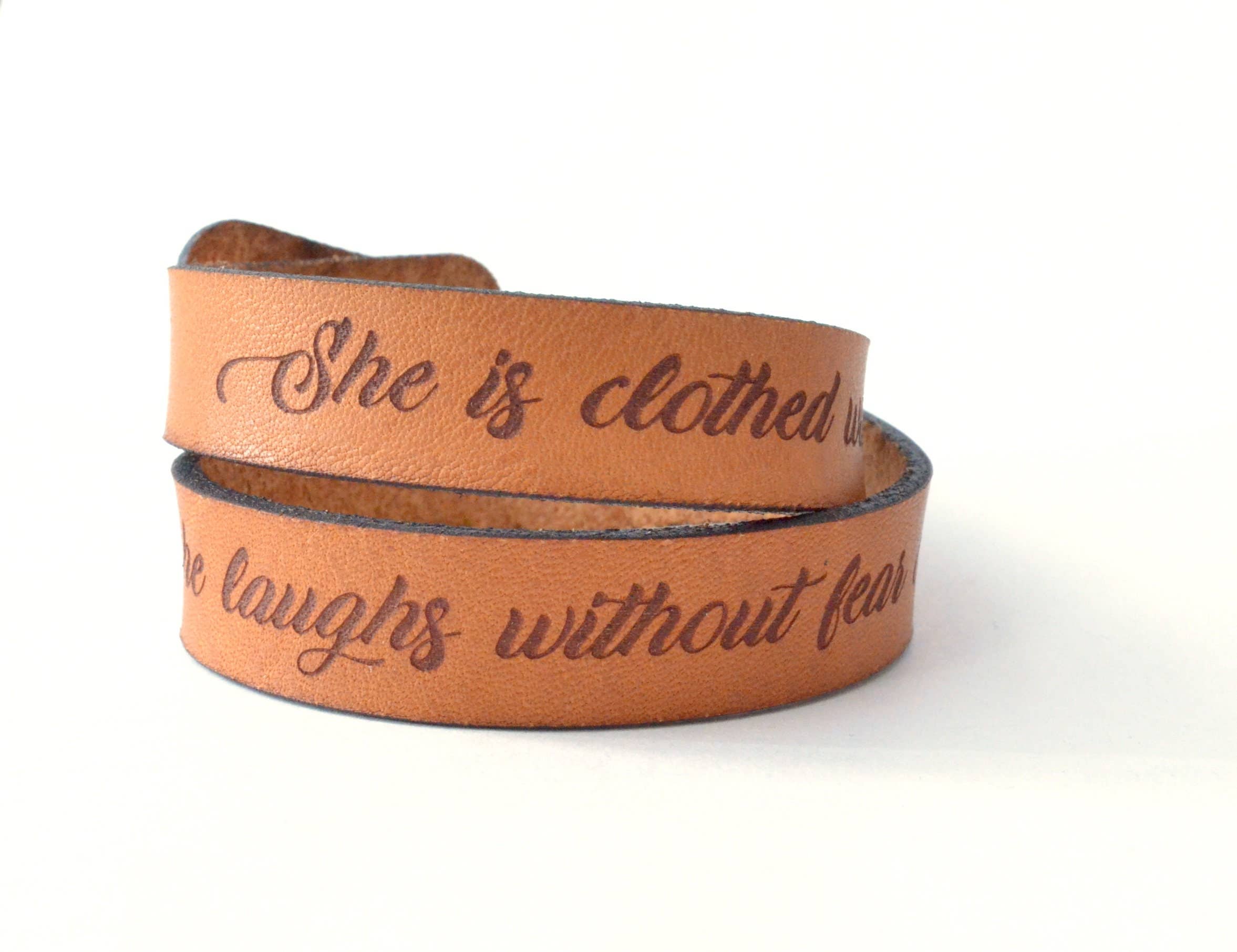 scripture engraved double wrap leather bracelet at the rustic barn in killingworth ct
