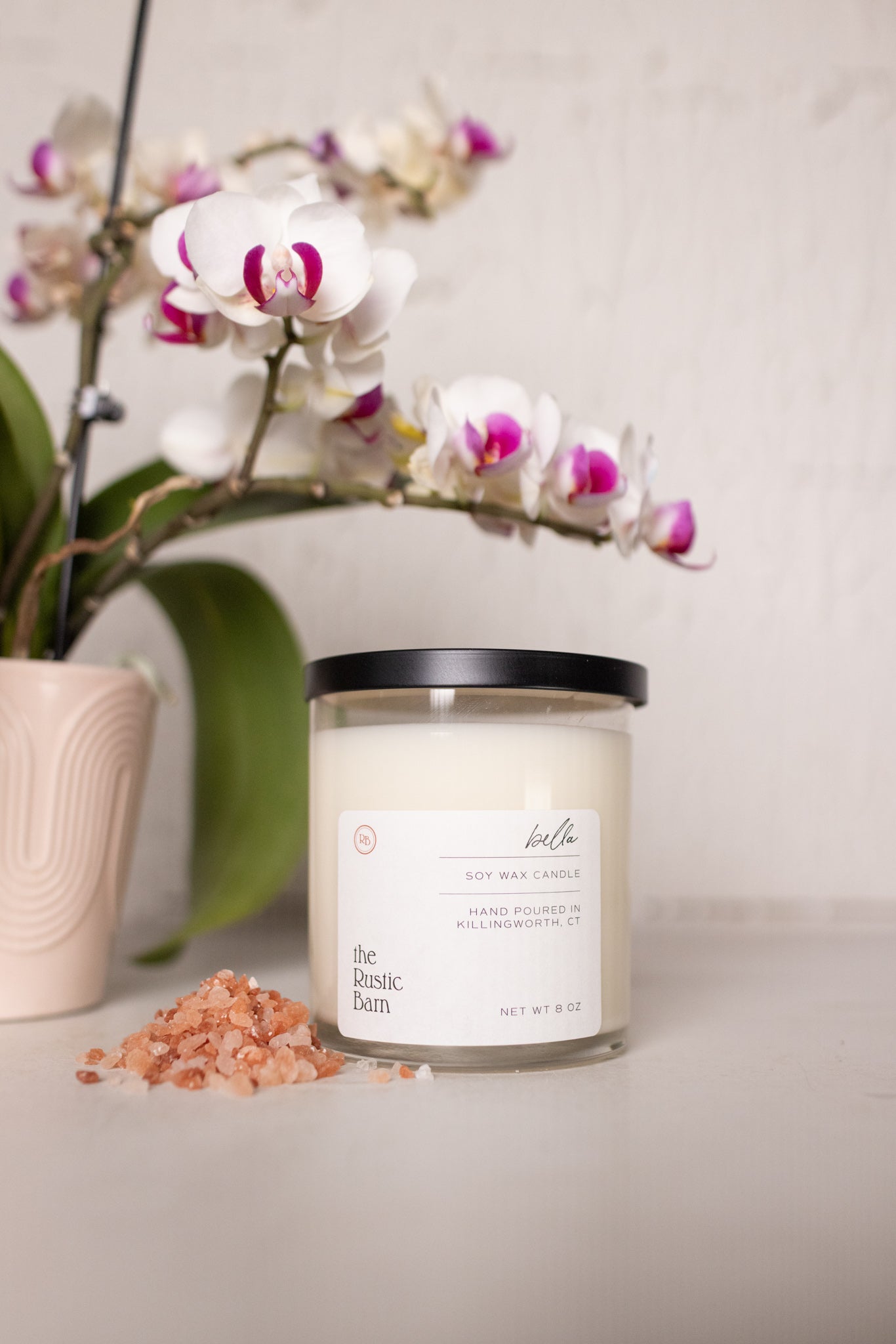 sea salt and orchid scented hand-poured soy candle at the rustic barn in Killingworth ct