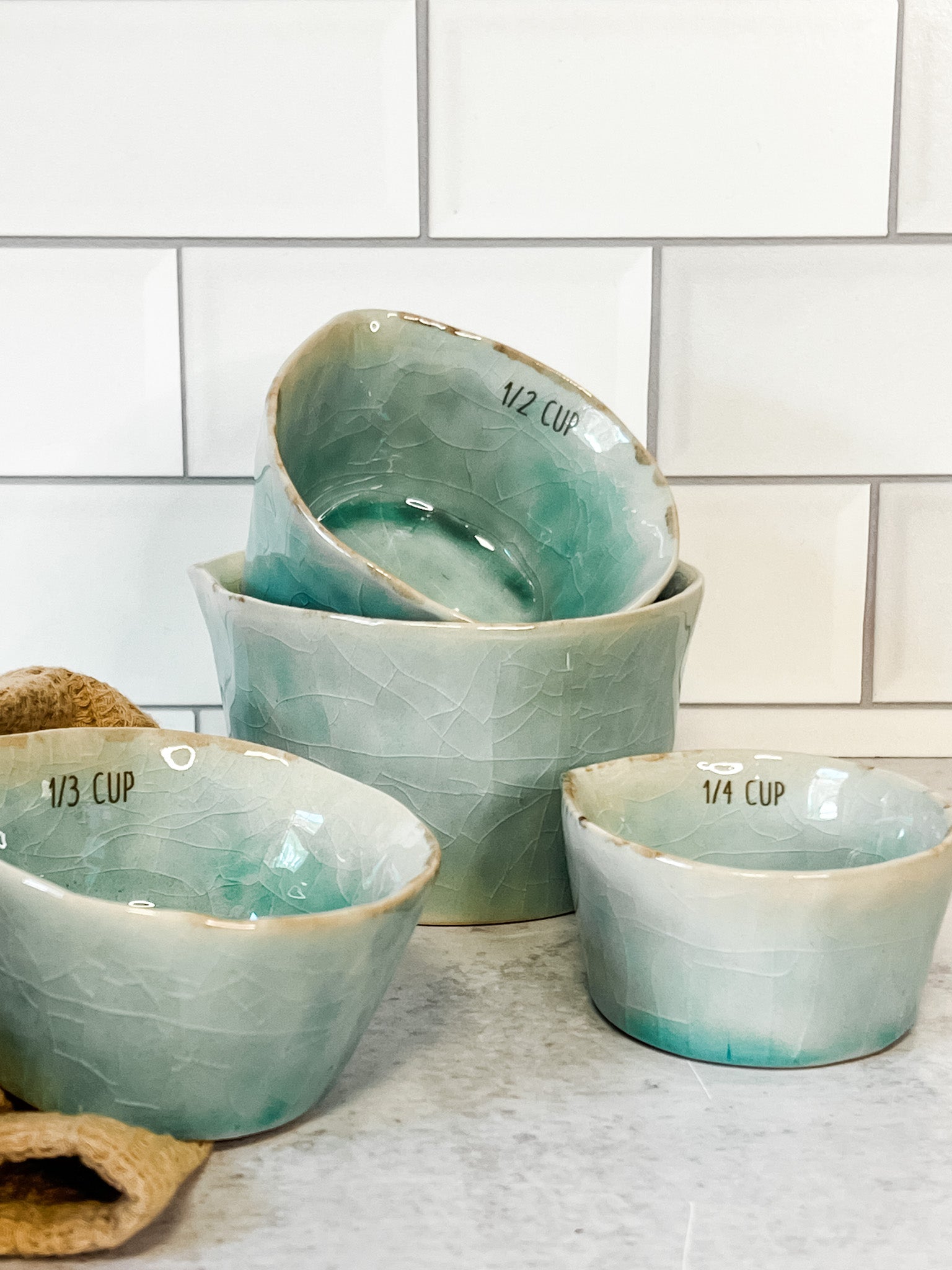set of 4 stoneware measuring cups at the rustic barn in killingworth ct