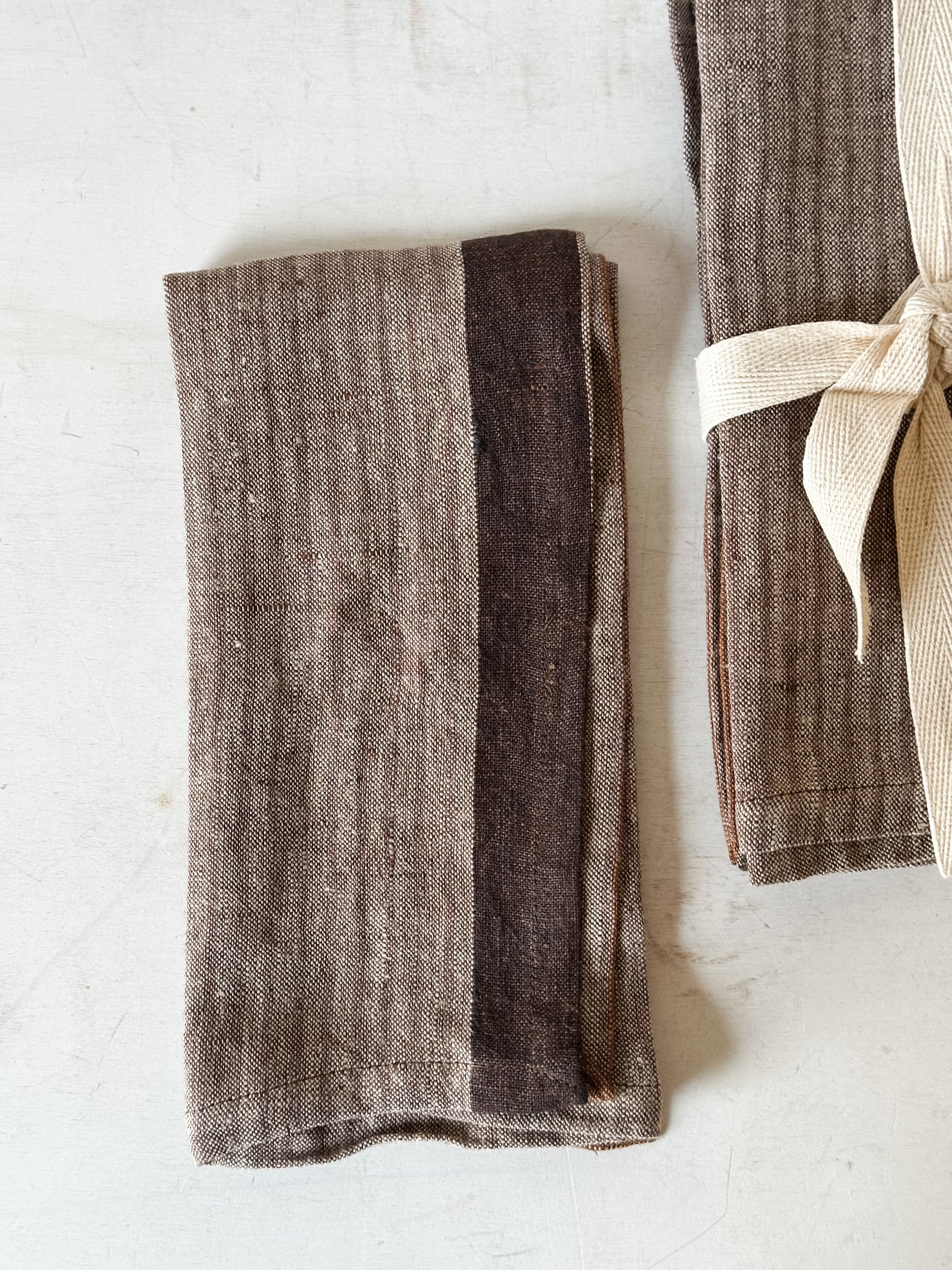 set of 4 striped woven linen napkins at the Rustic Barn in Killingworth, CT