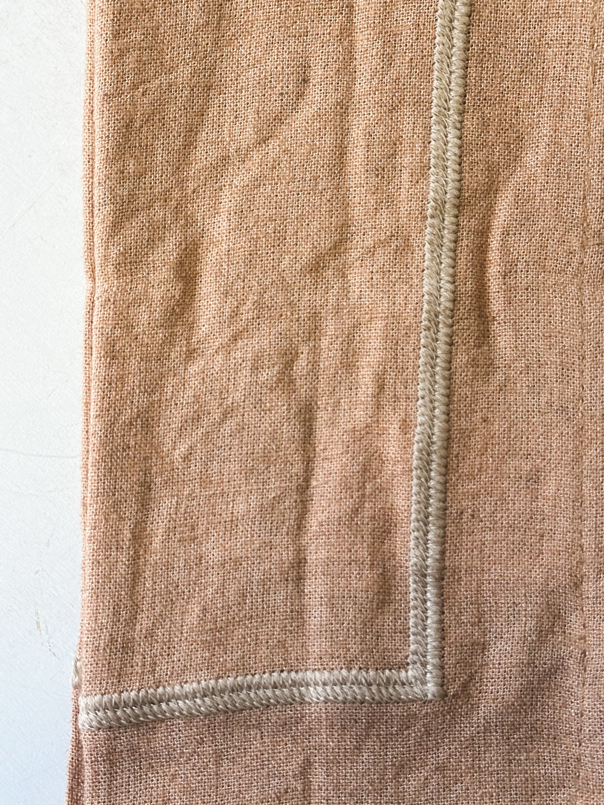 Set of 4 Apricot Embroidered Linen Blend Square Napkins at the Rustic Barn in Killingworth, CT